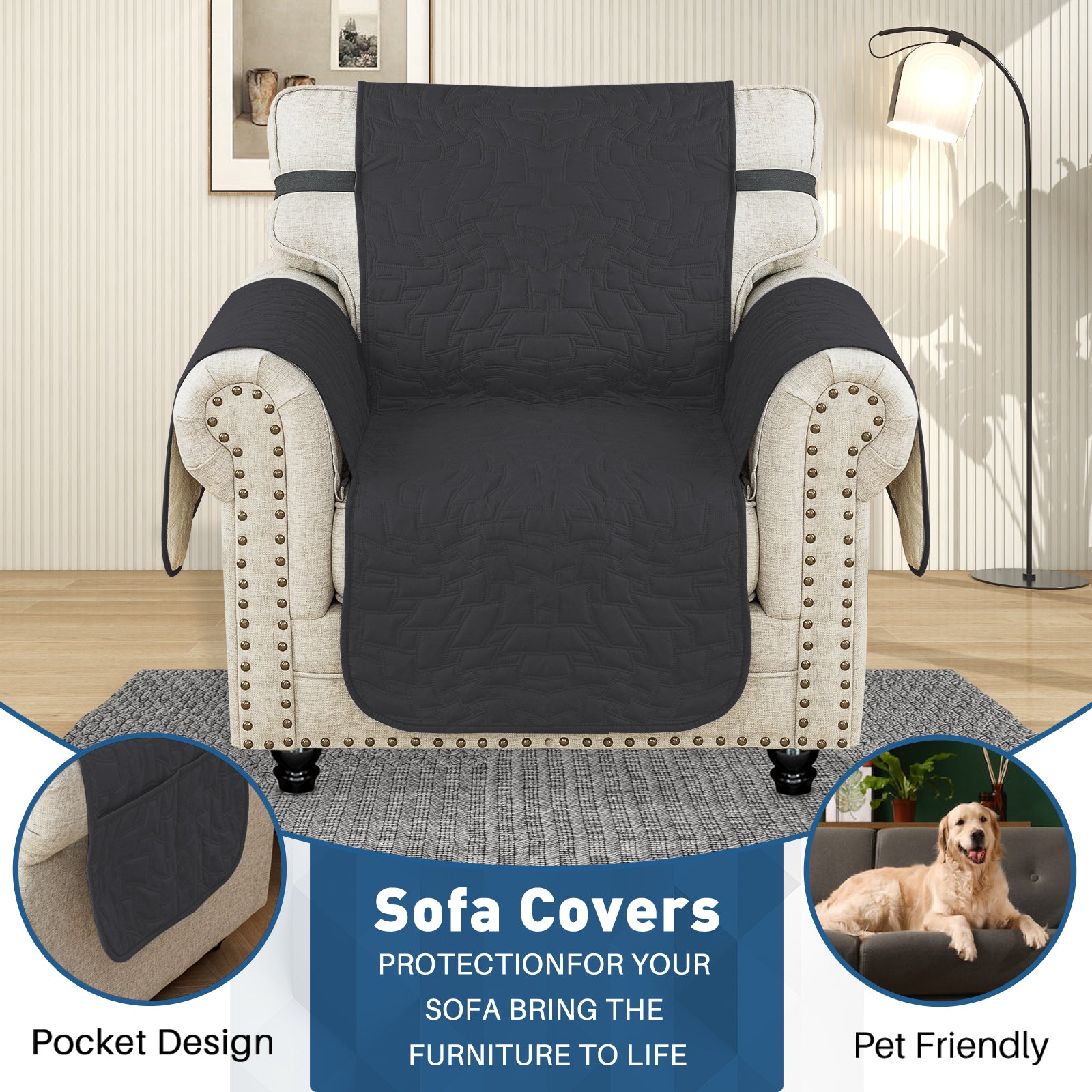 Copertura Impermeabile per Poltrona Singola con Braccioli e Funzione Antiscivolo | YSTYLE