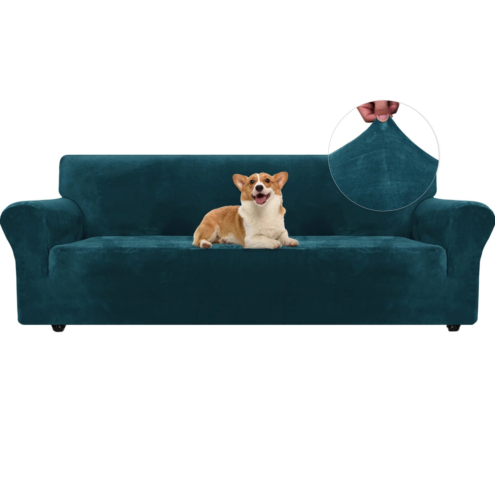 YSTYLE Velvet 4 Seater Sofa Cover – Stretch Fit, Anti-Scratch, Pet-Friendly, Non-Slip, Washable