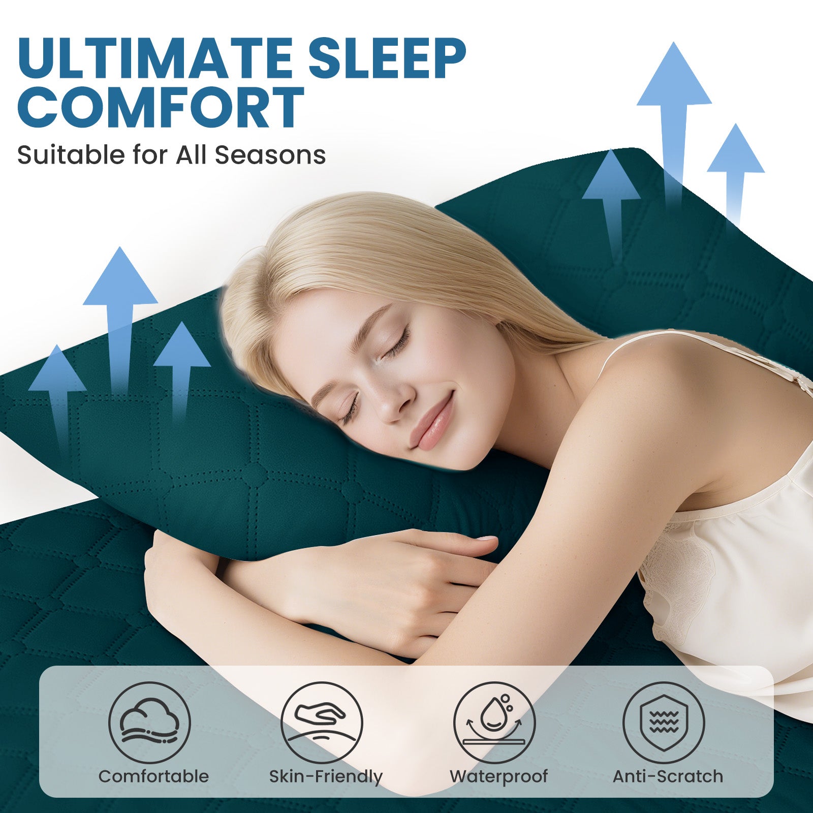 Ystyle Waterproof Pillow Protectors 50x80 cm Set of 2, Scratch-Resistant Pillowcase Covers