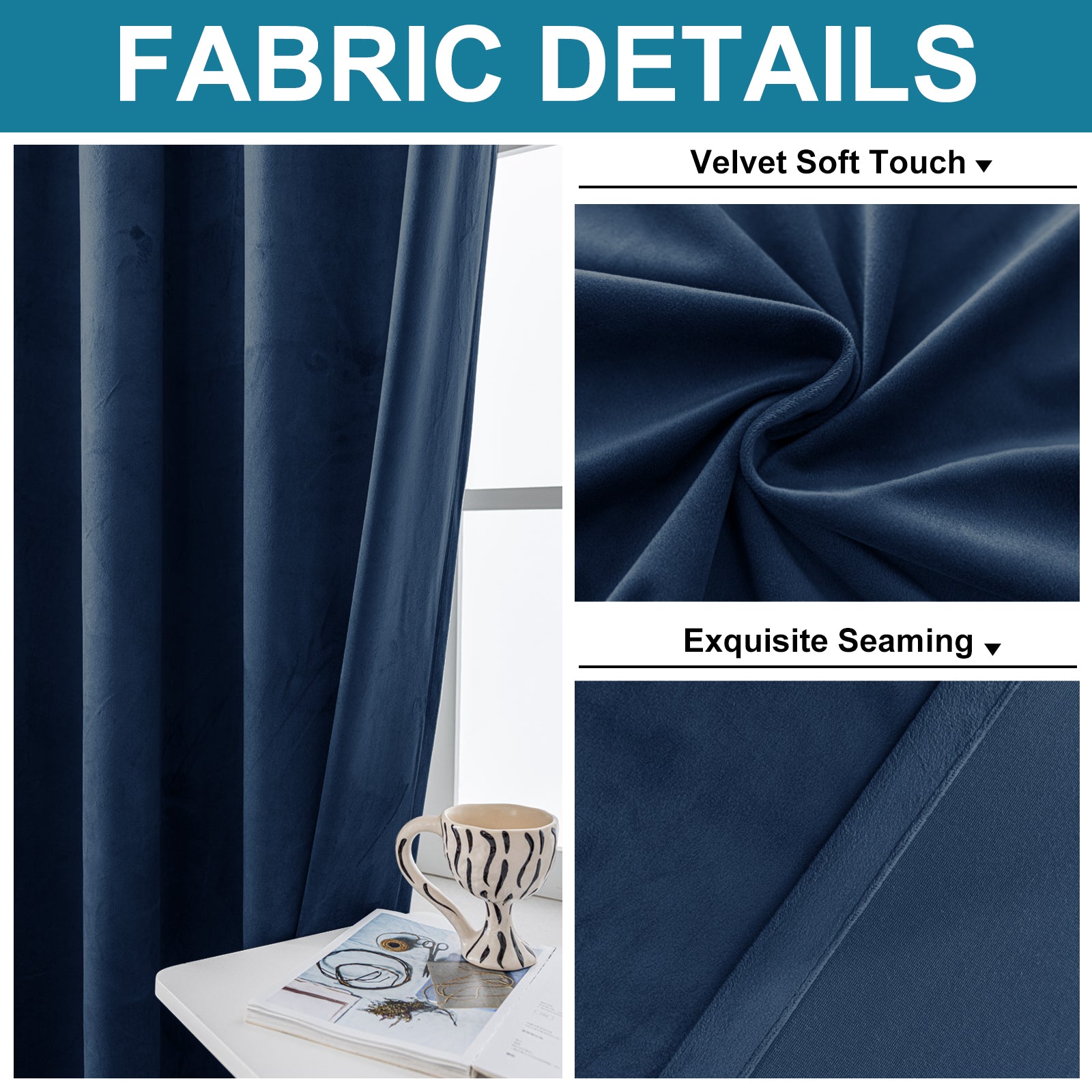 YSTYLE 2 Pieces Velvet Blackout Curtains Thermal Insulated-YSTYLE