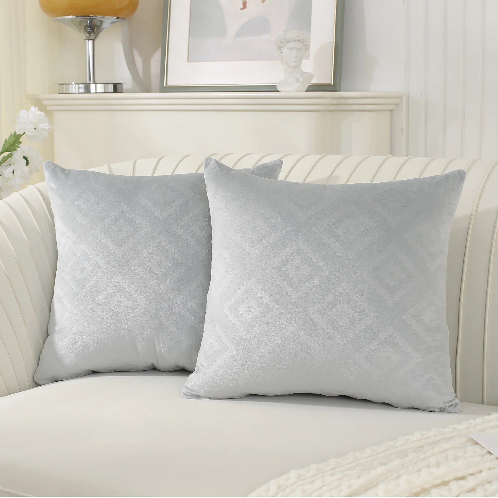 YSTYLE Velvet Sofa Cushion Covers, Decorative Throw Pillow Covers, 2 pcs, Hidden Zipper-Square shape