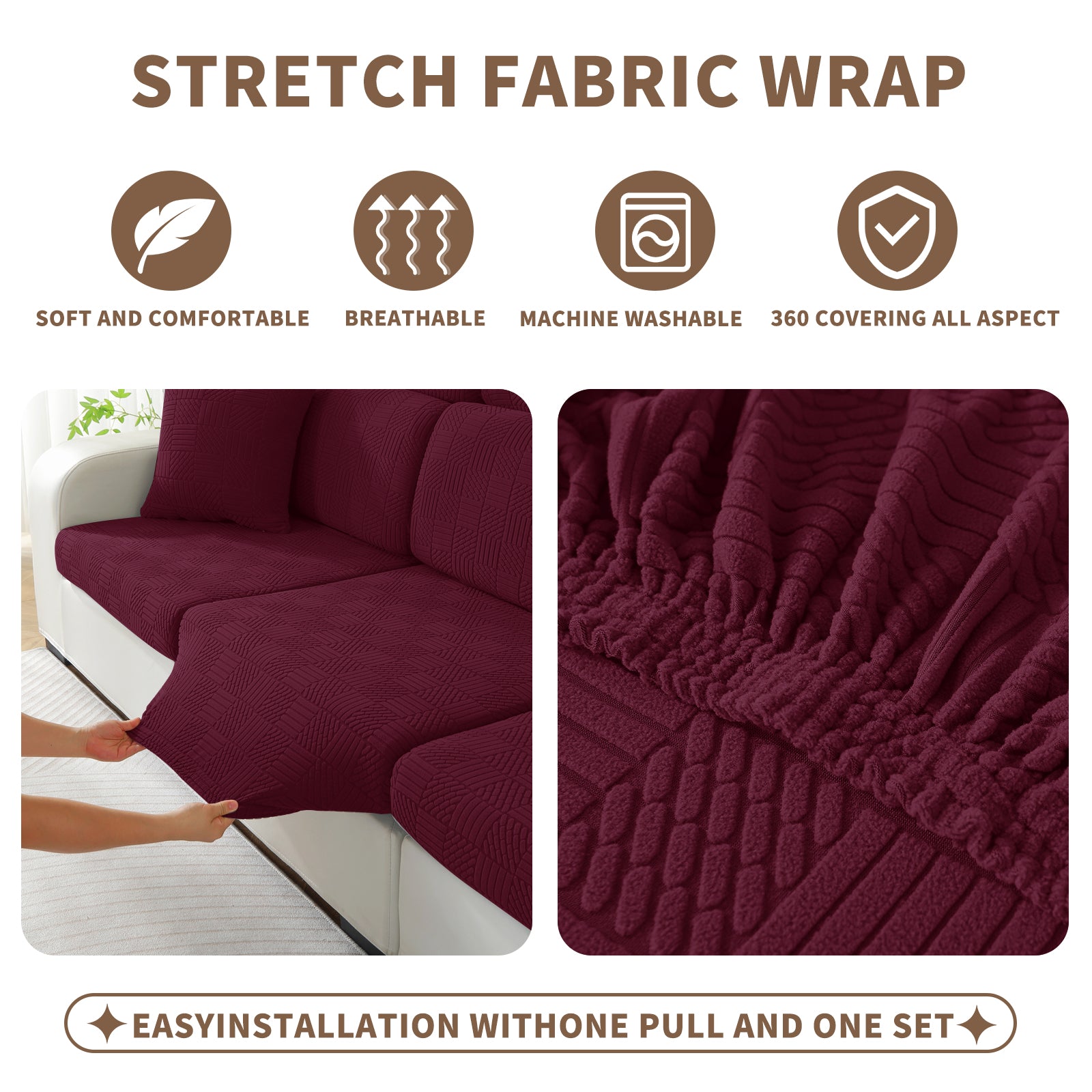 YSTYLE Copertura per sedile divano elasticizzata 1 posto motivo geometrico