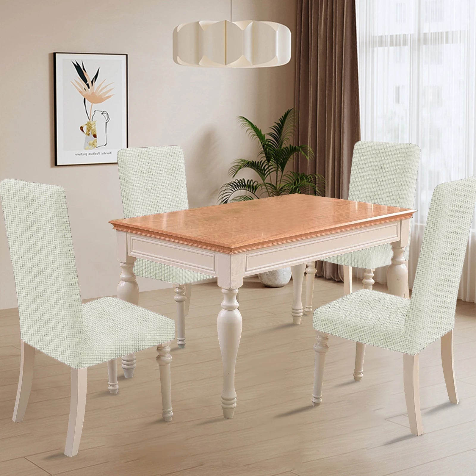 YSTYLE 6 Pieces Stretch Dining Chair Covers Jacquard Pattern-YSTYLE