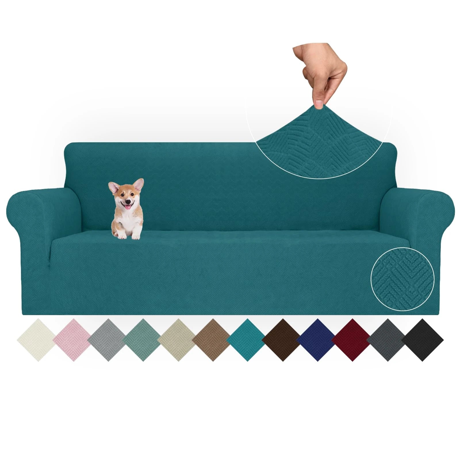YSTYLE Stretch 4 Seater Sofa Cover with Armrests Anti-Slip Washable-YSTYLE