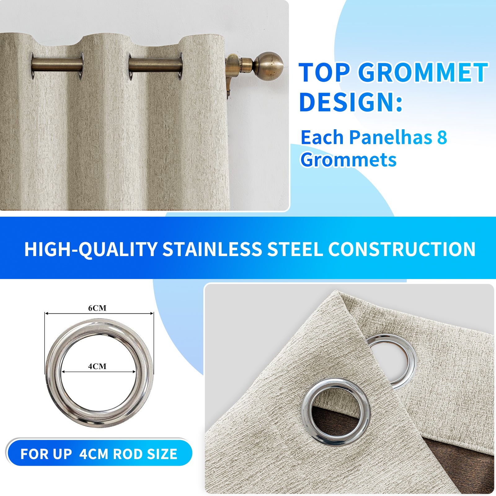 Ystyle 2 Pieces Linen Blackout Curtains 140x180 cm Thermal