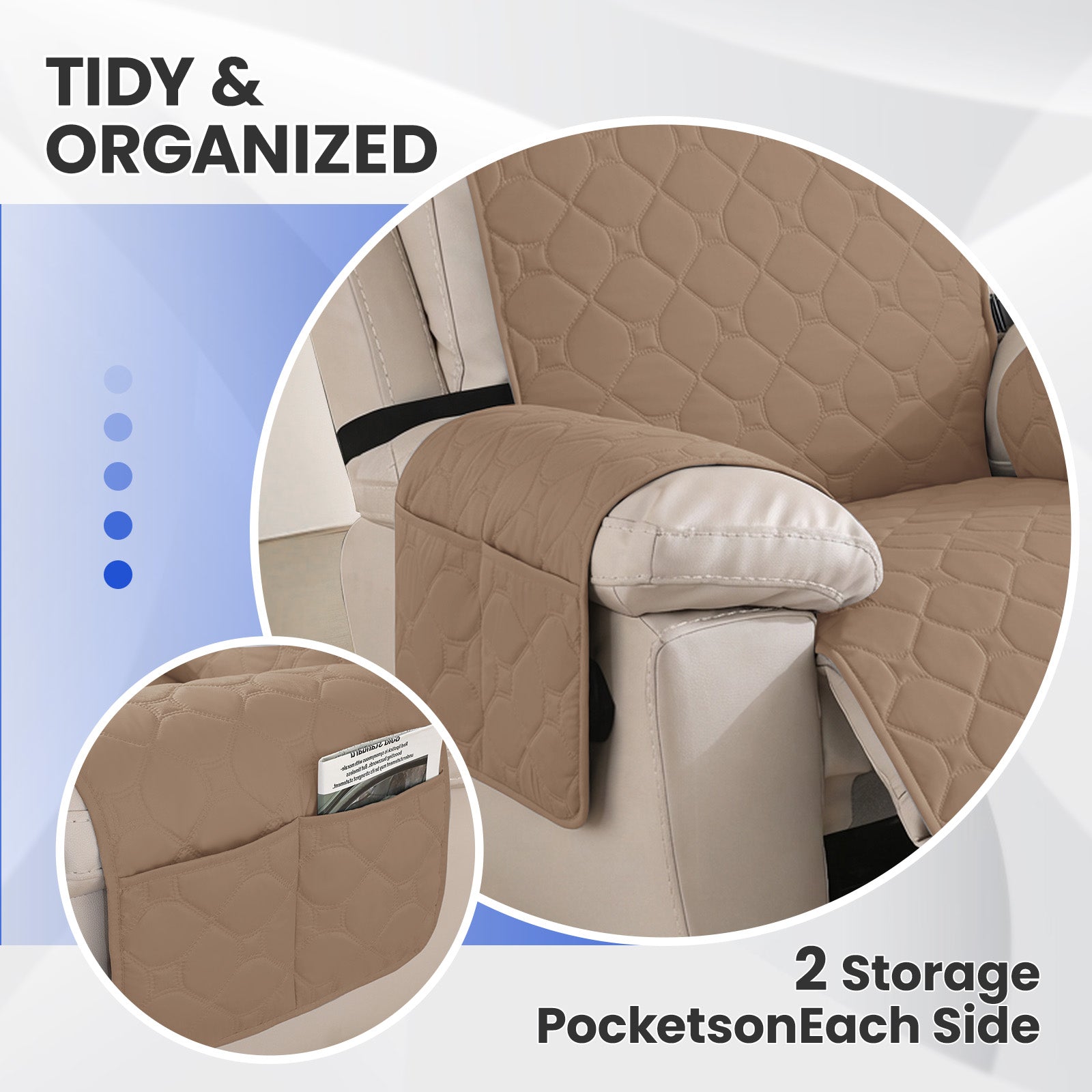 YSTYLE Waterproof Recliner Armchair Cover with Armrests 1 Seater