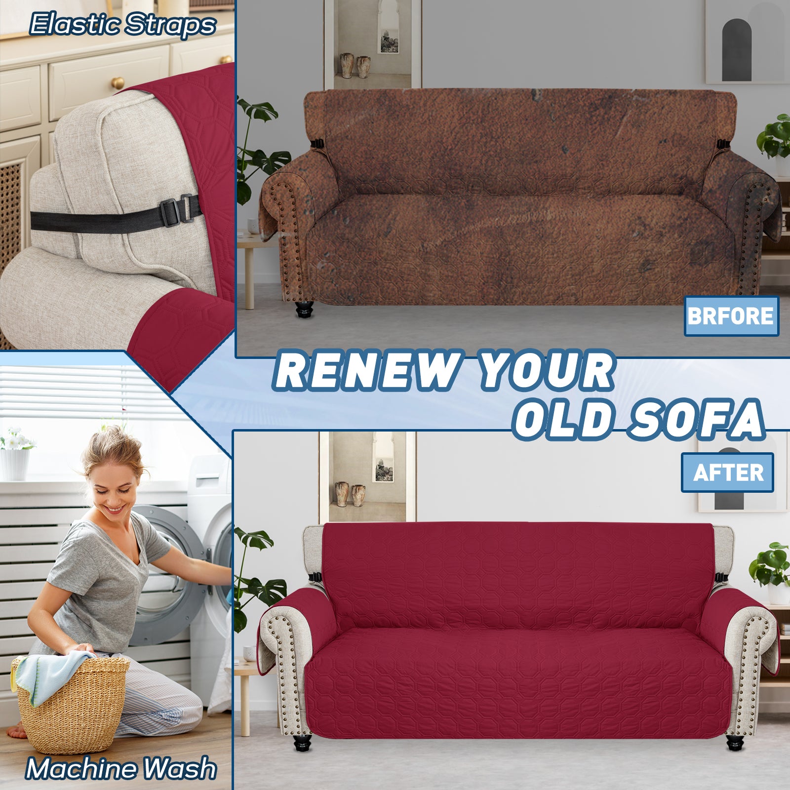 Copertura per divano impermeabile YSTYLE per 3 posti con braccioli, antiscivolo