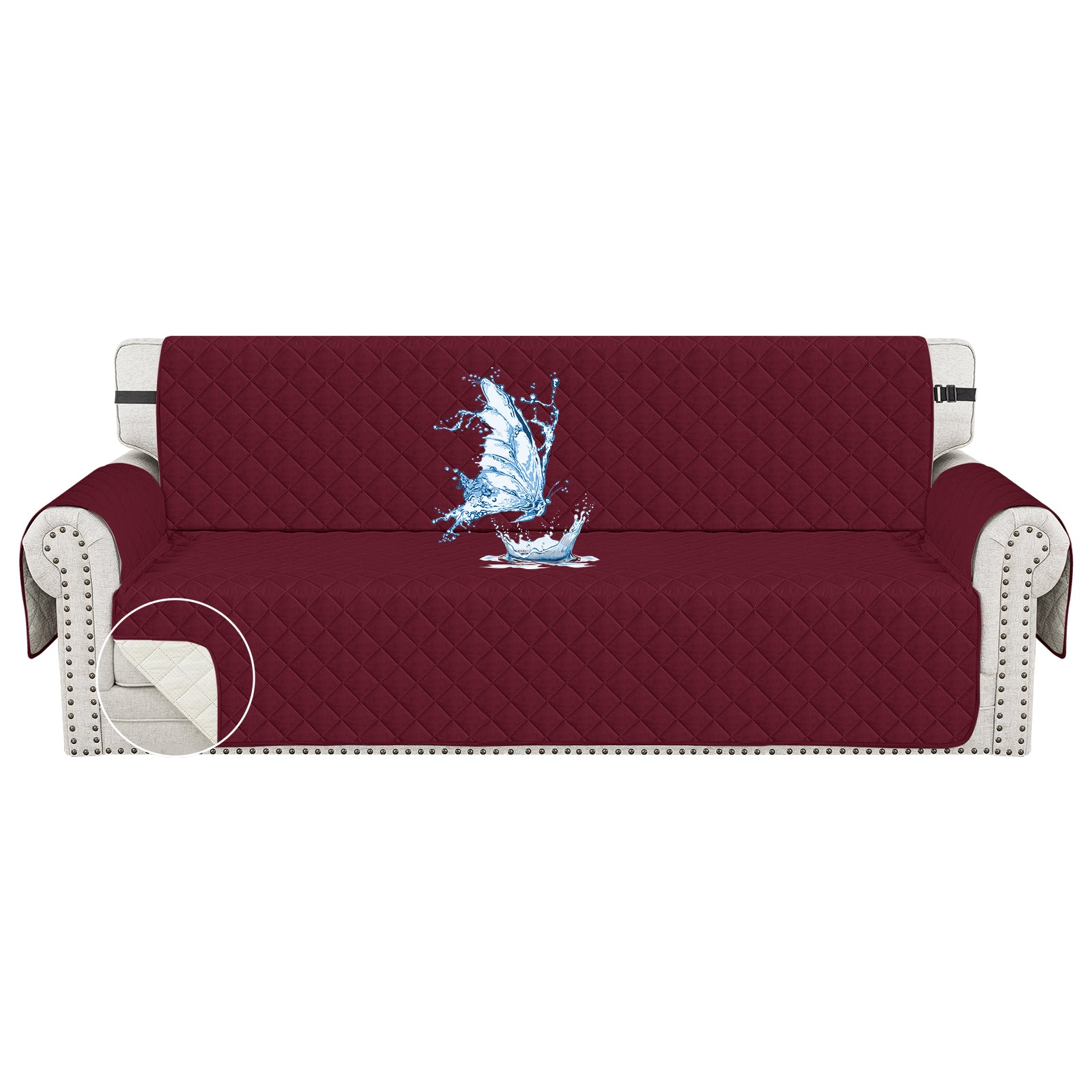 Ystyle Waterproof 4 Seater Sofa Cover with Armrests Anti-Slip