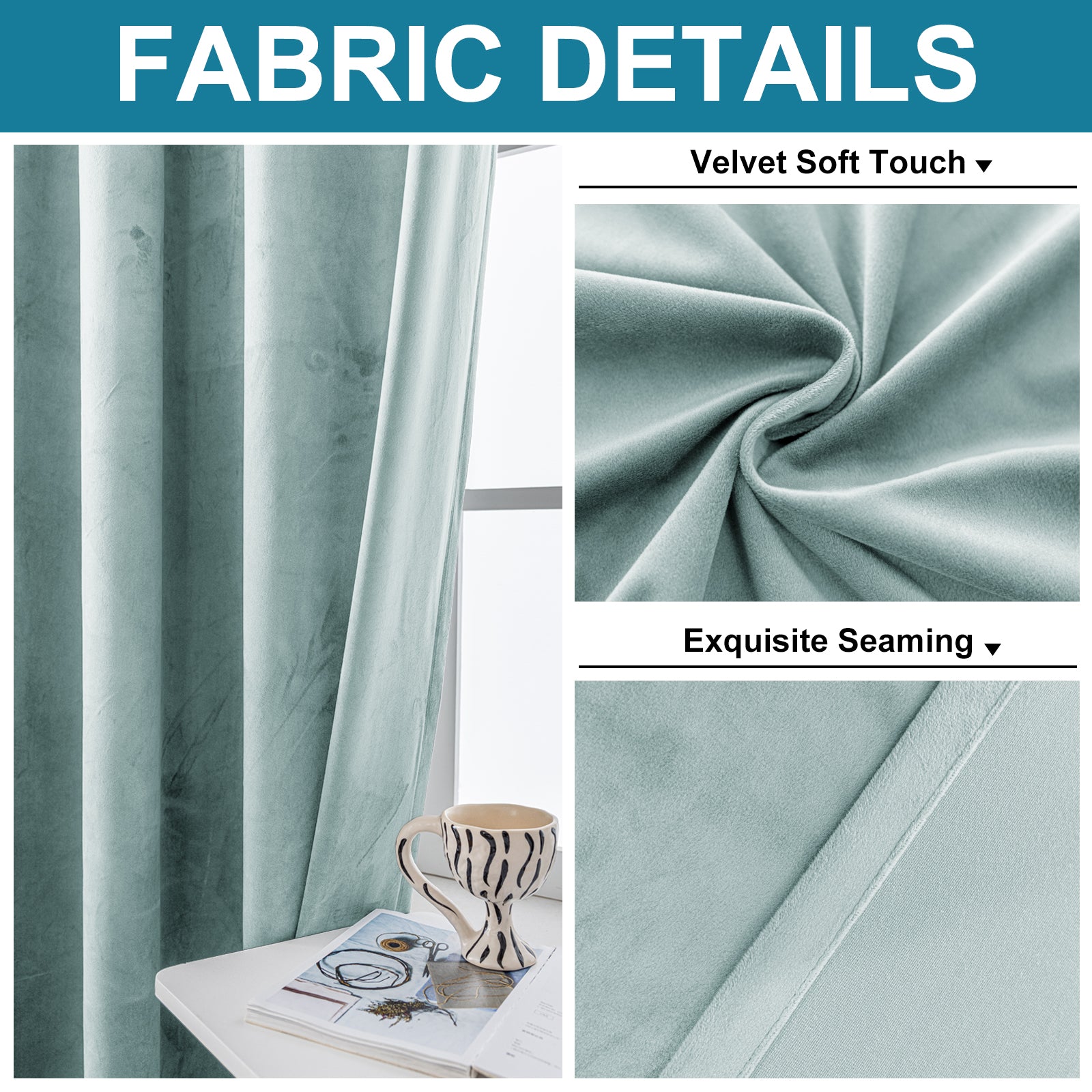 YSTYLE 2 Pieces Velvet Blackout Curtains Thermal Insulated-YSTYLE