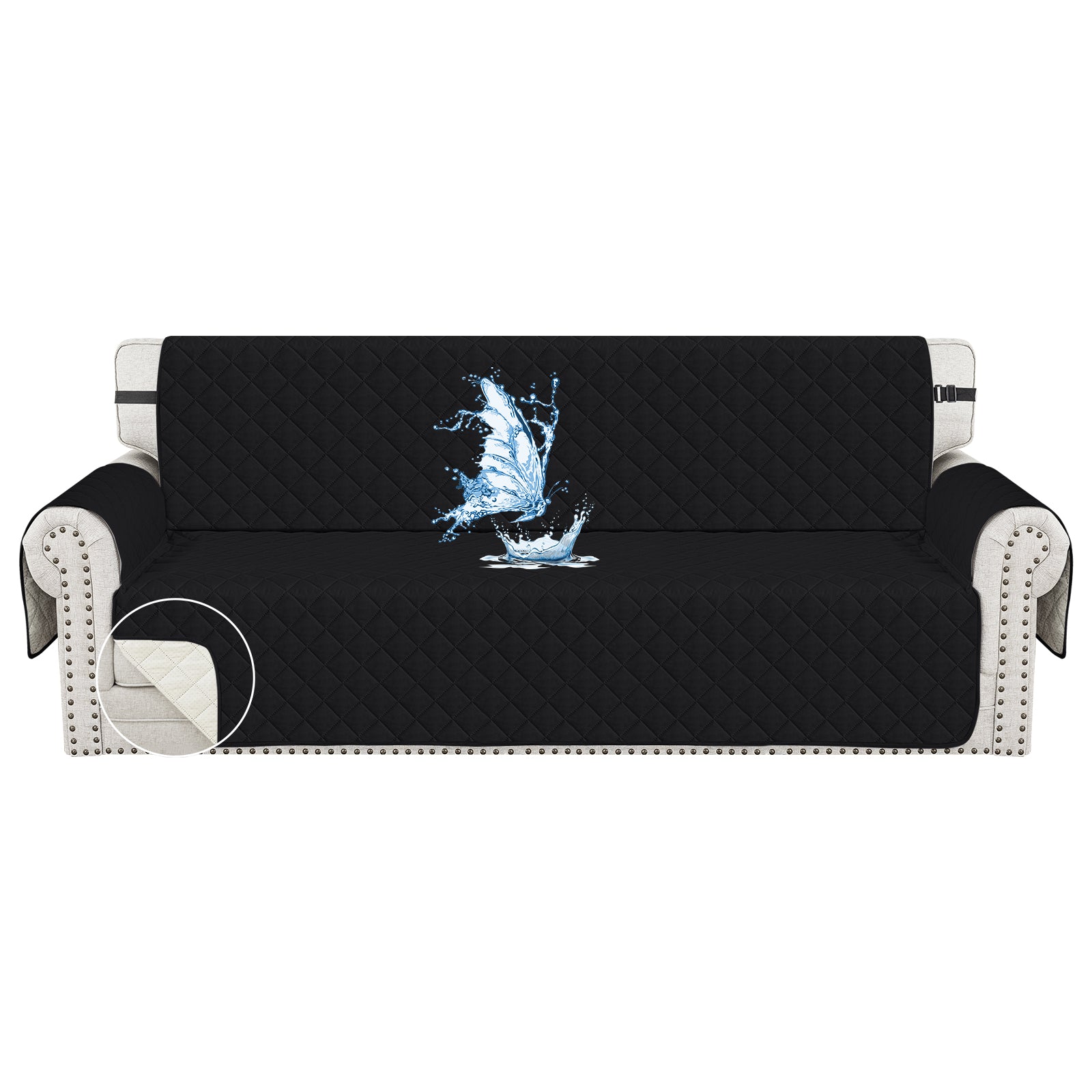 Ystyle Waterproof 4 Seater Sofa Cover with Armrests Anti-Slip