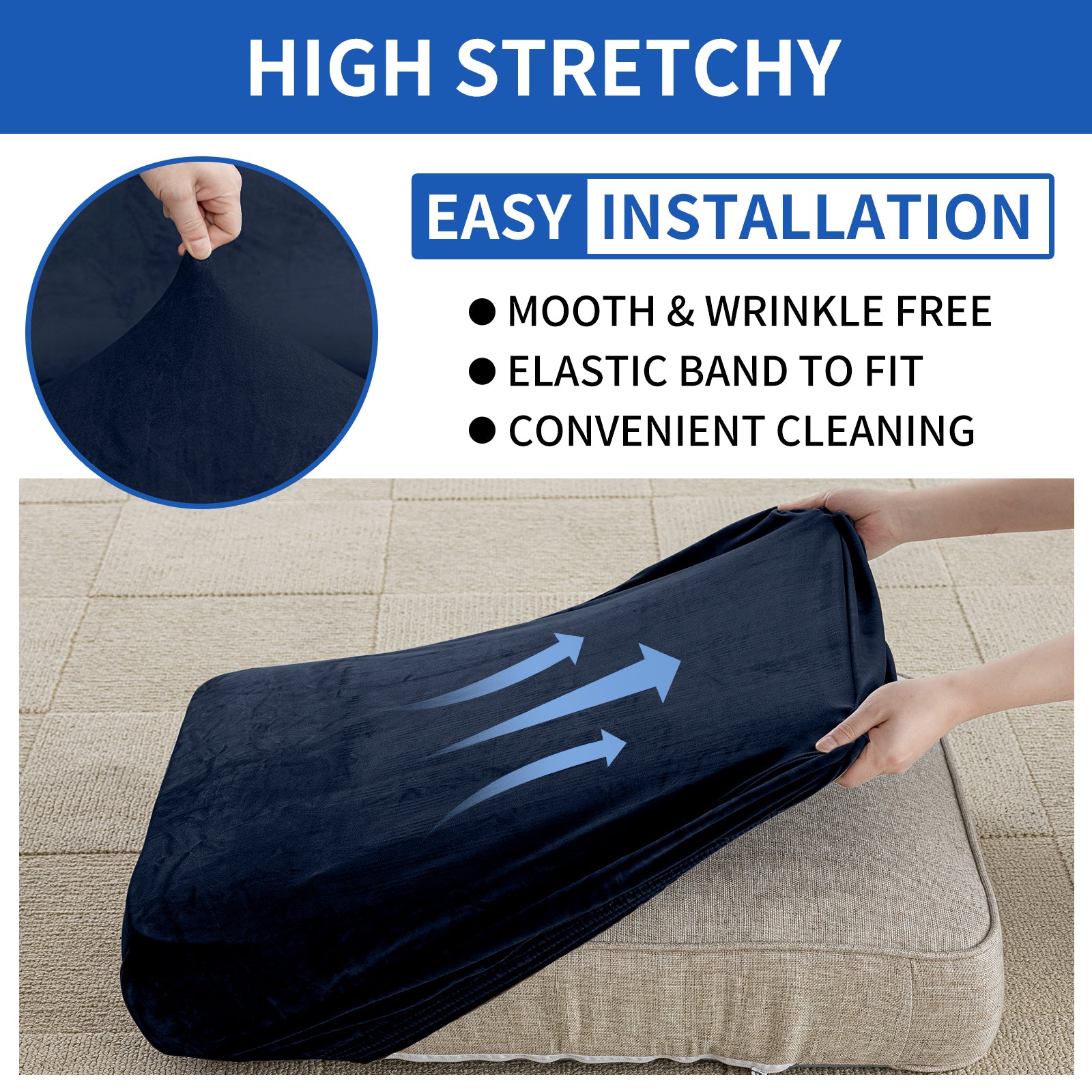 YSTYLE 1 Piece-Large Velvet Cushion Cover – Stretch Fit, Anti-Slip, Universal for Separate Sofa Cushions
