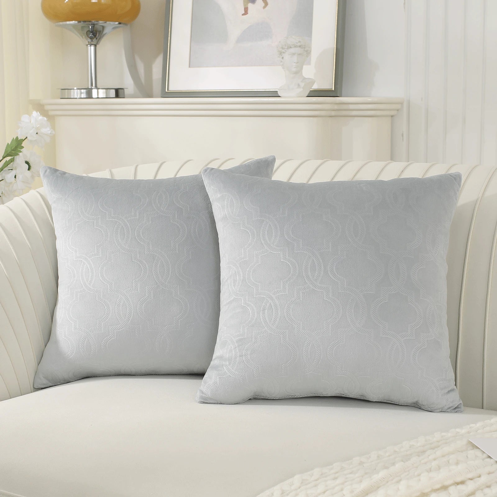 YSTYLE Velvet Sofa Cushion Covers, Decorative Throw Pillow Covers, 2 pcs, Hidden Zipper-Lantern Shape