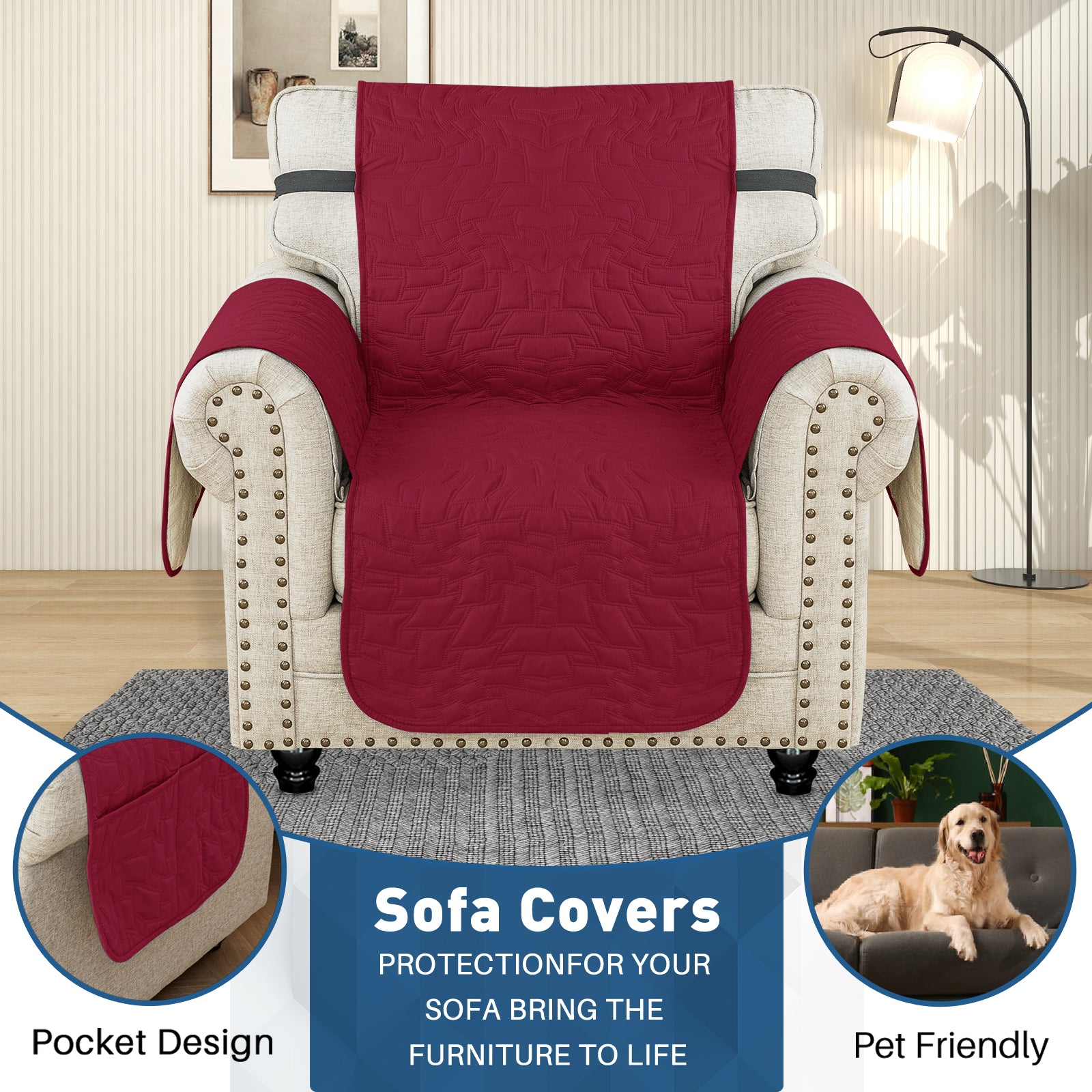 Copertura Impermeabile per Poltrona Singola con Braccioli e Funzione Antiscivolo | YSTYLE