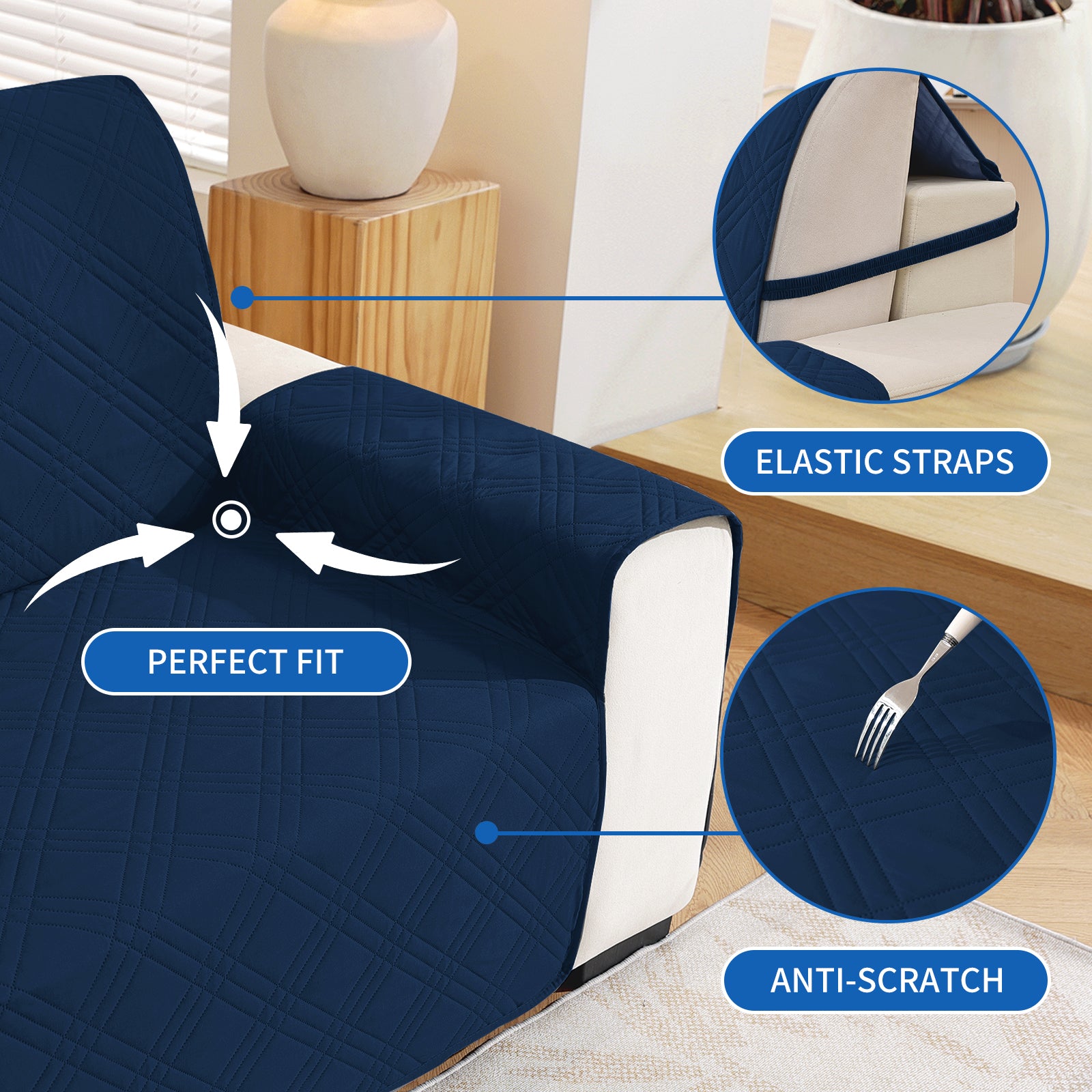 YSTYLE Reversible 4 Seater Corner Sofa Cover Quilted Anti Slip-YSTYLE