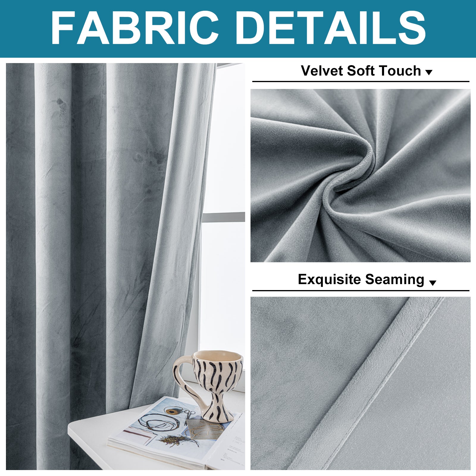 YSTYLE 2 Pieces Velvet Blackout Curtains Thermal Insulated-YSTYLE