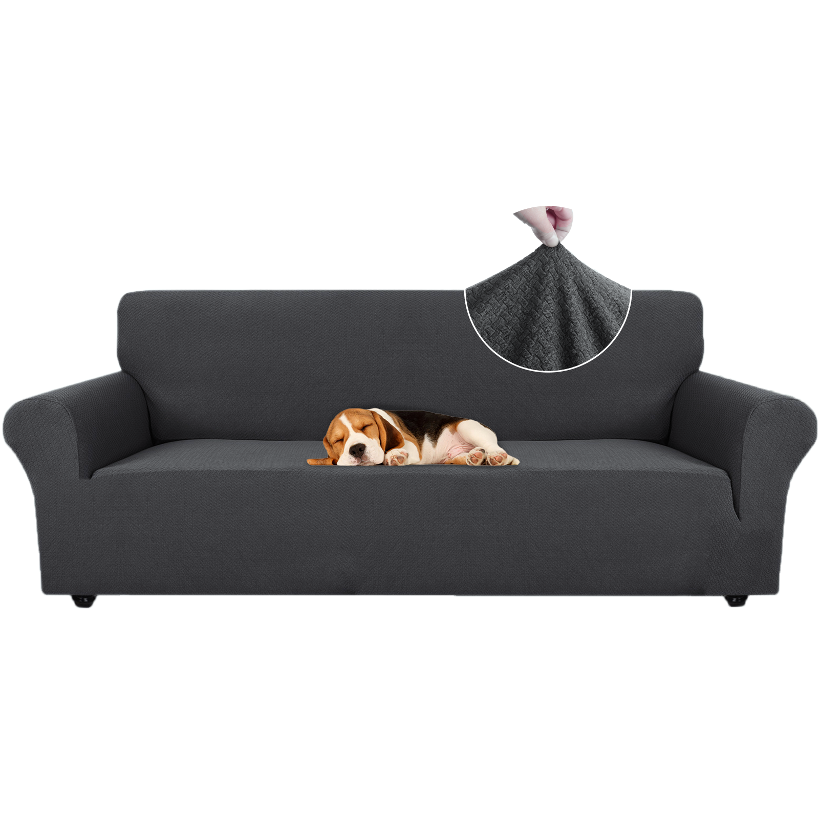 YSTYLE Cubierta de Sofá para 4 Personas – Jacquard Elástico, Antideslizante, A prueba de Gatos, Lavable, Cubierta Completa-Enlace