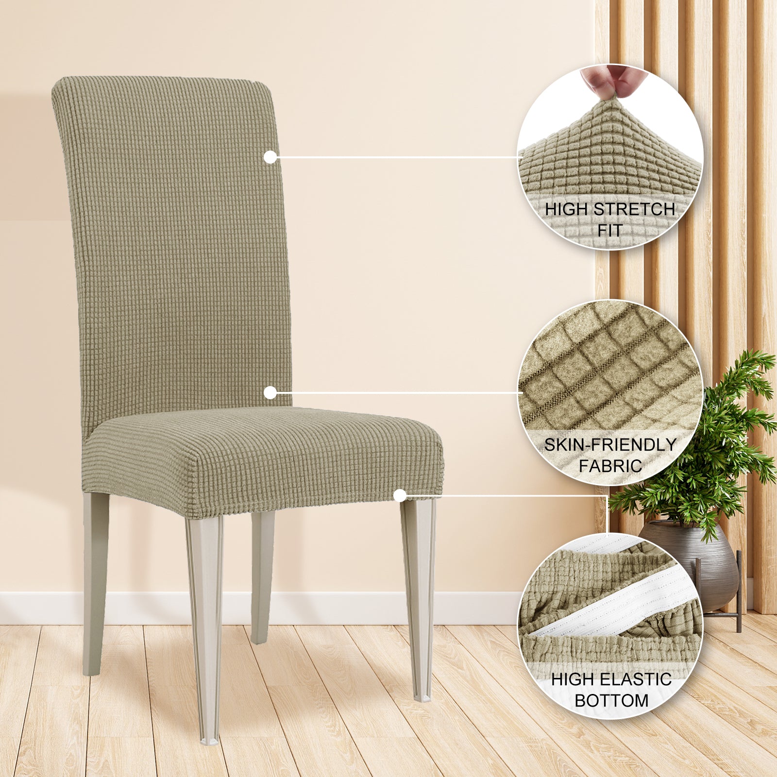 YSTYLE 6 Pieces Stretch Dining Chair Covers Jacquard Pattern