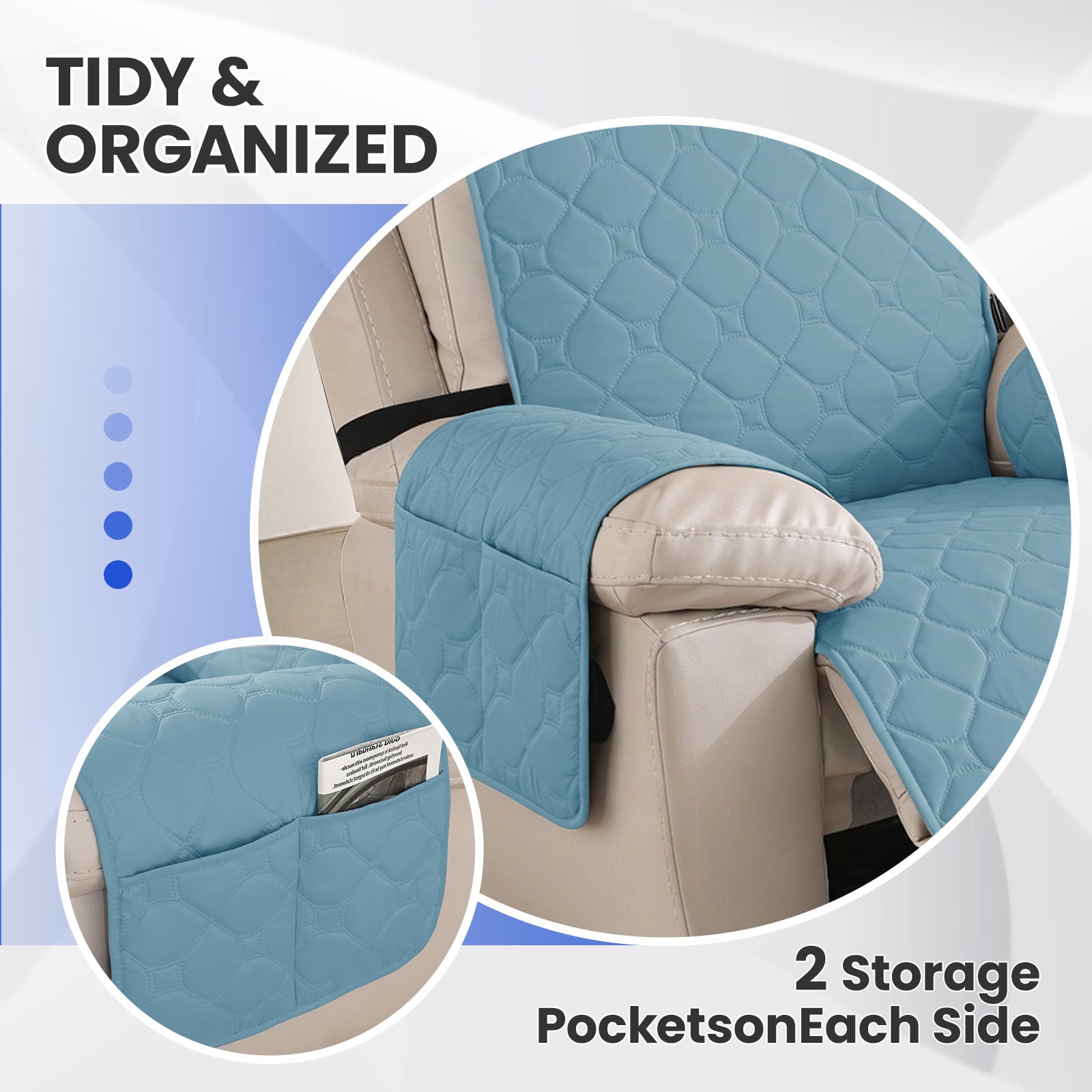 YSTYLE Waterproof Recliner Armchair Cover with Armrests 1 Seater