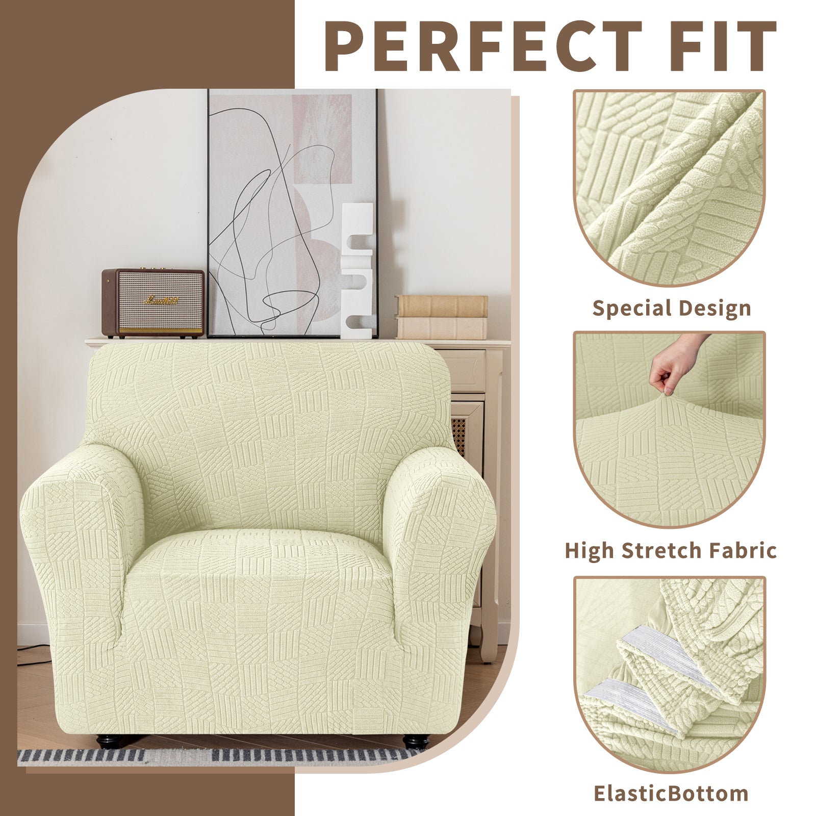 Copertura per divano a 1 posto YSTYLE Stretch 78-116cm con motivo geometrico