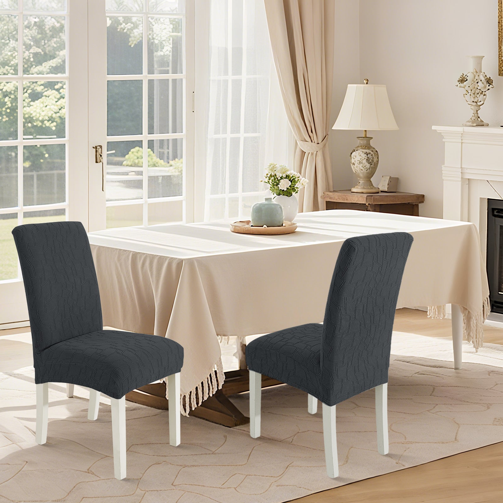 Ystyle 2-Piece Chair Covers with Backrest, Elastic Living Room Kitchen Chair Slipcovers, Soft Comfortable Anti-Scratch Chair Covers, Easy to Clean and Durable, Washable Removable