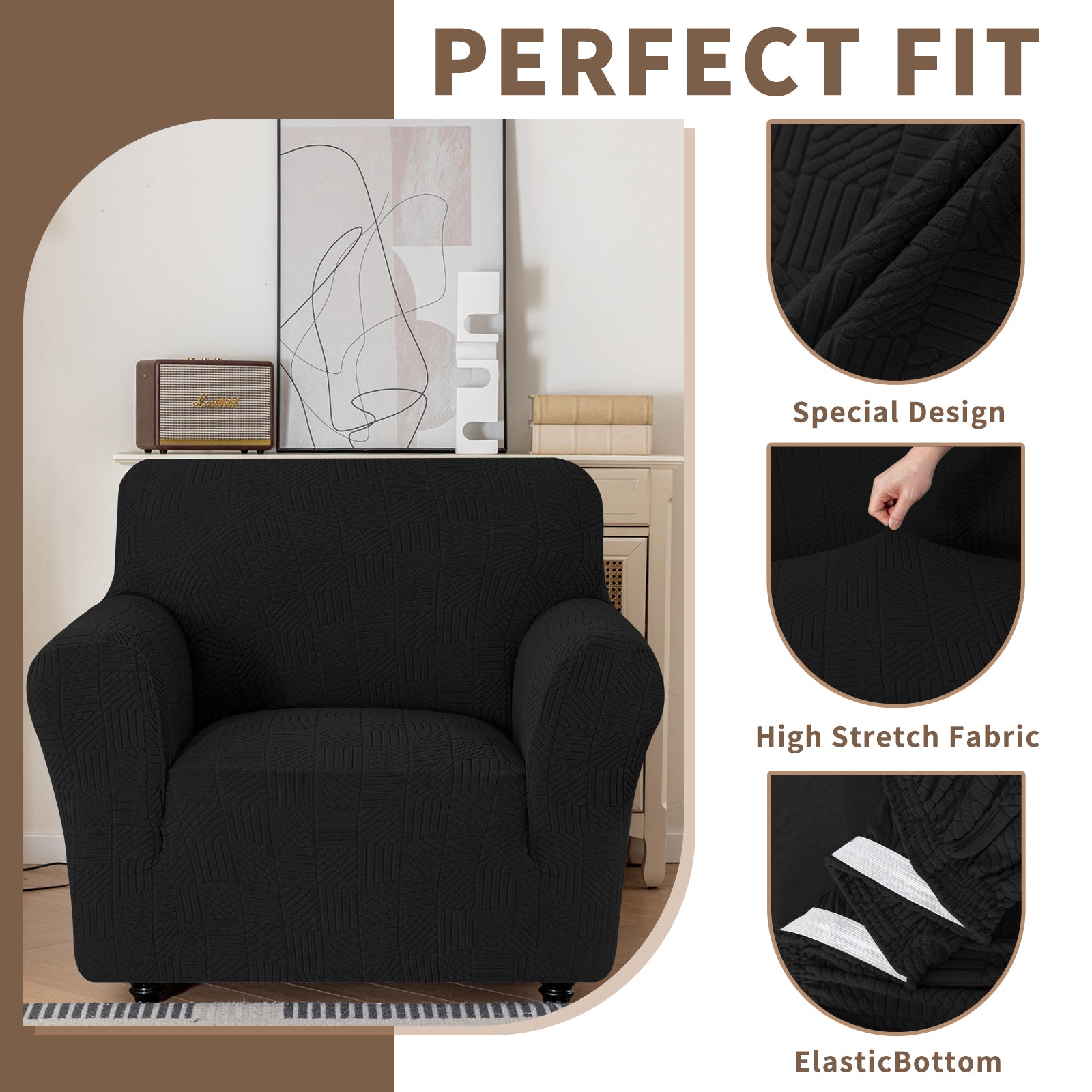 Copertura per divano a 1 posto YSTYLE Stretch 78-116cm con motivo geometrico