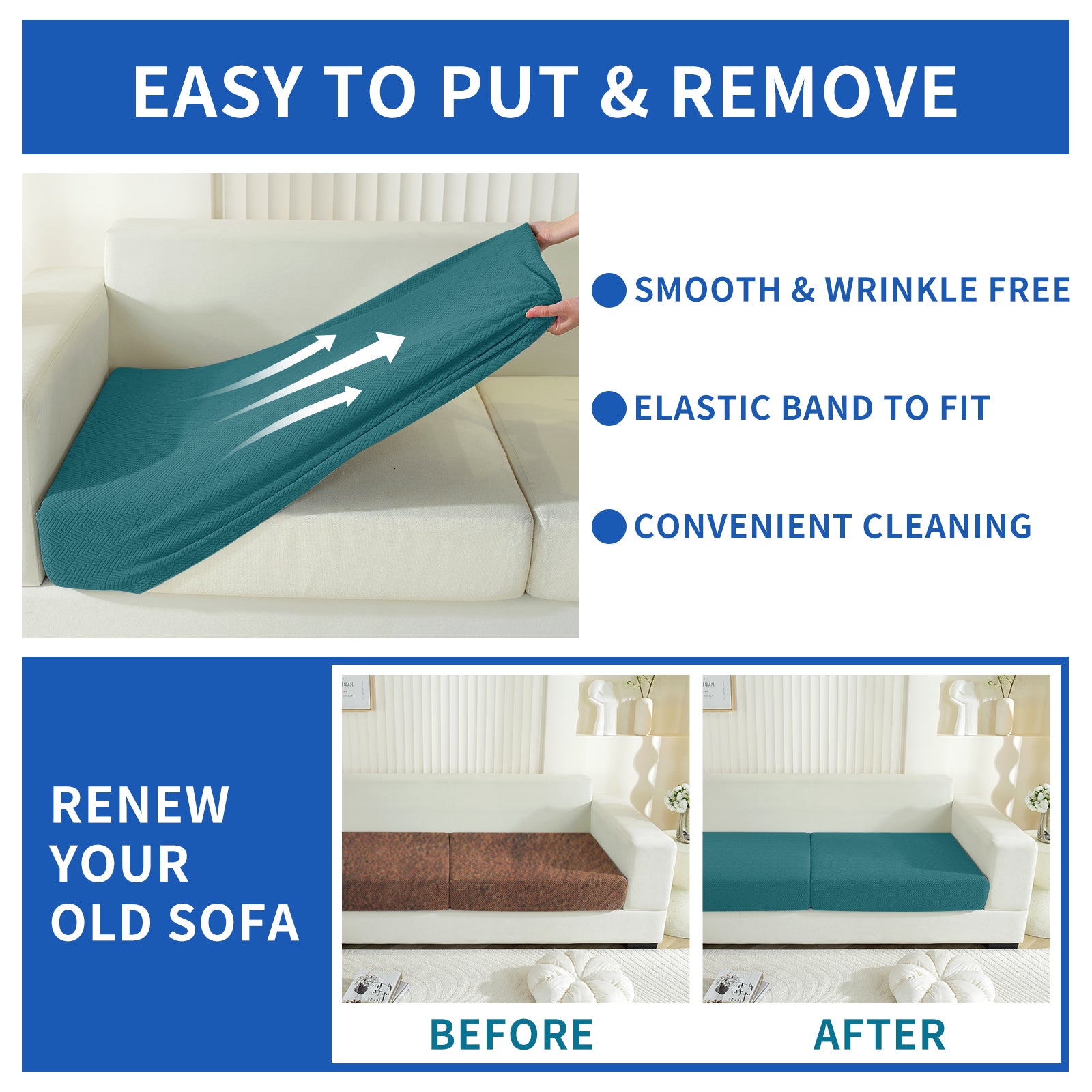 YSTYLE Stretch Sofa Seat Cover 1 Seater Anti Slip-YSTYLE