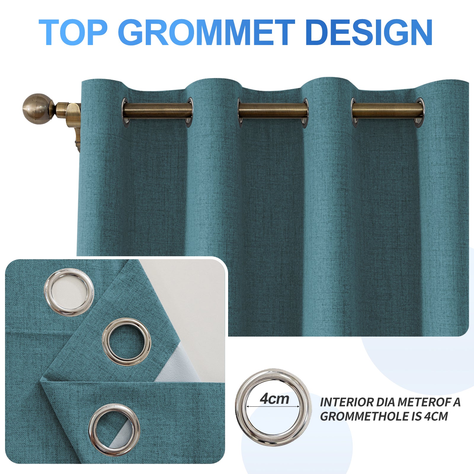 2 Pieces 100% Blackout Linen Curtains 140x175 cm Thermal