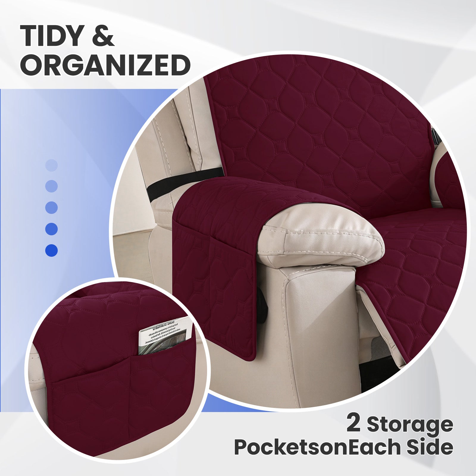 YSTYLE Waterproof Recliner Armchair Cover with Armrests 1 Seater