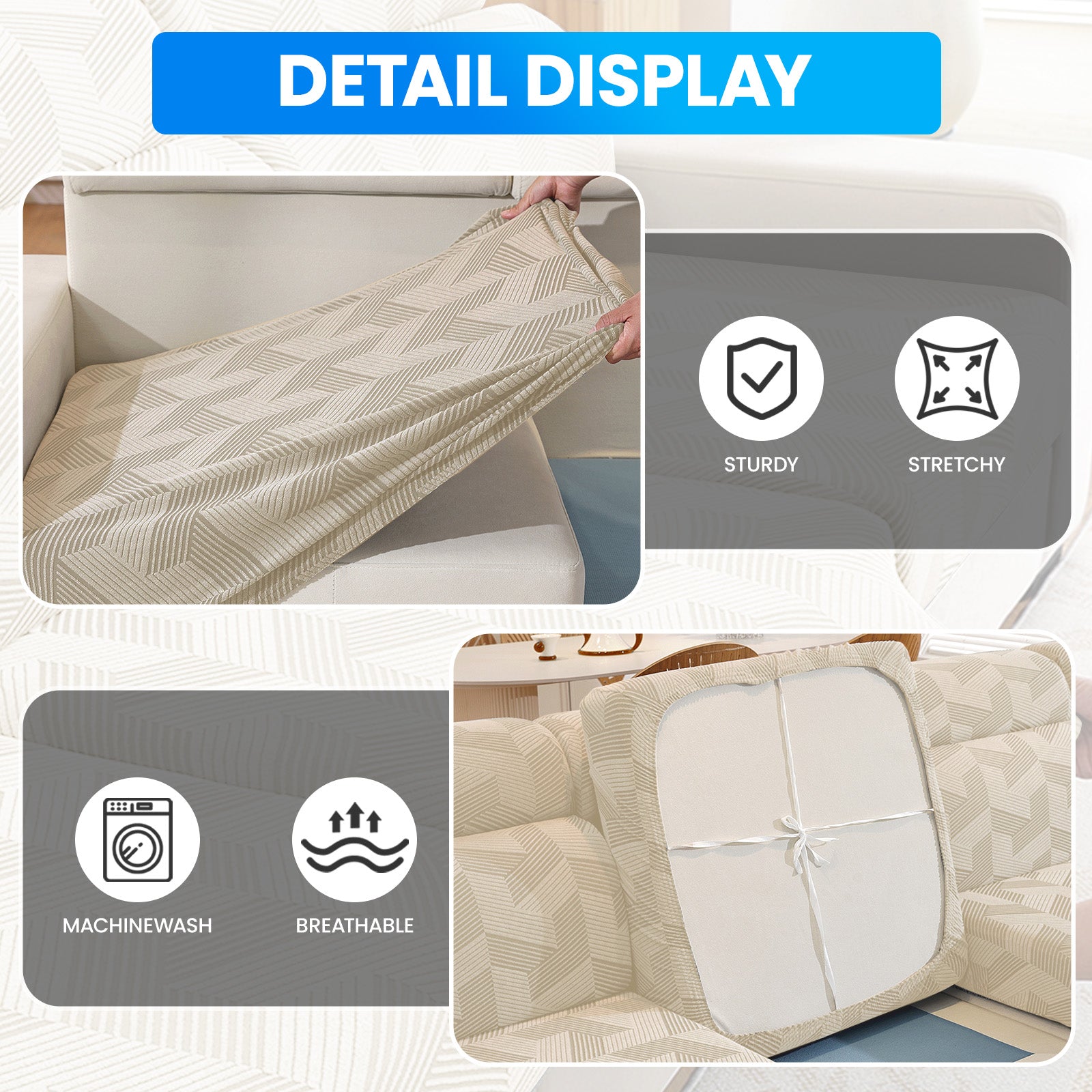 Ystyle Universal 3-Seater L-Shaped Sofa Stretch Sofa Cushion Cover-YSTYLE