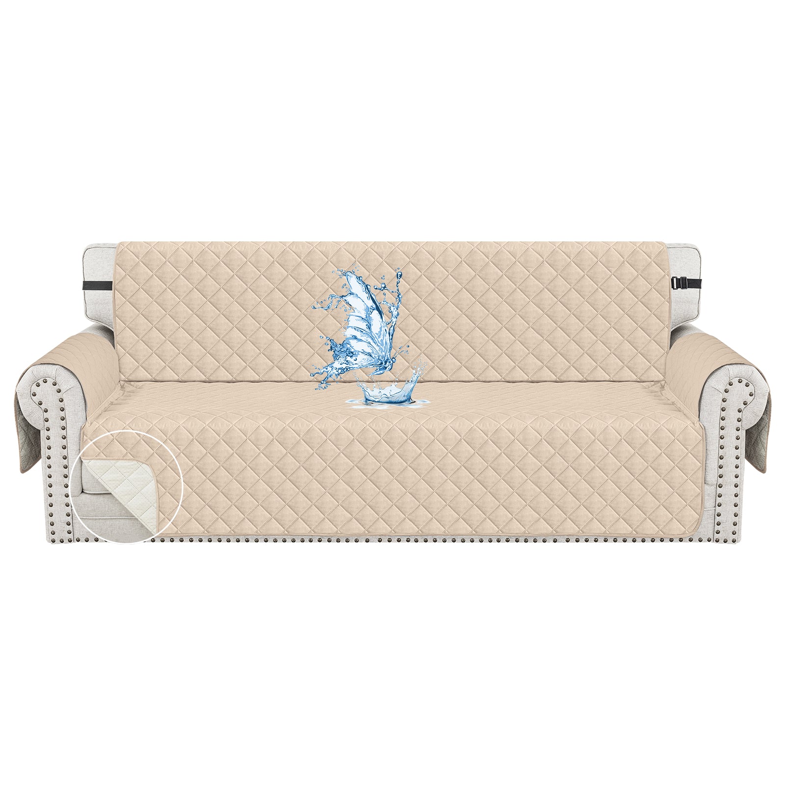 Ystyle Waterproof 4 Seater Sofa Cover with Armrests Anti-Slip