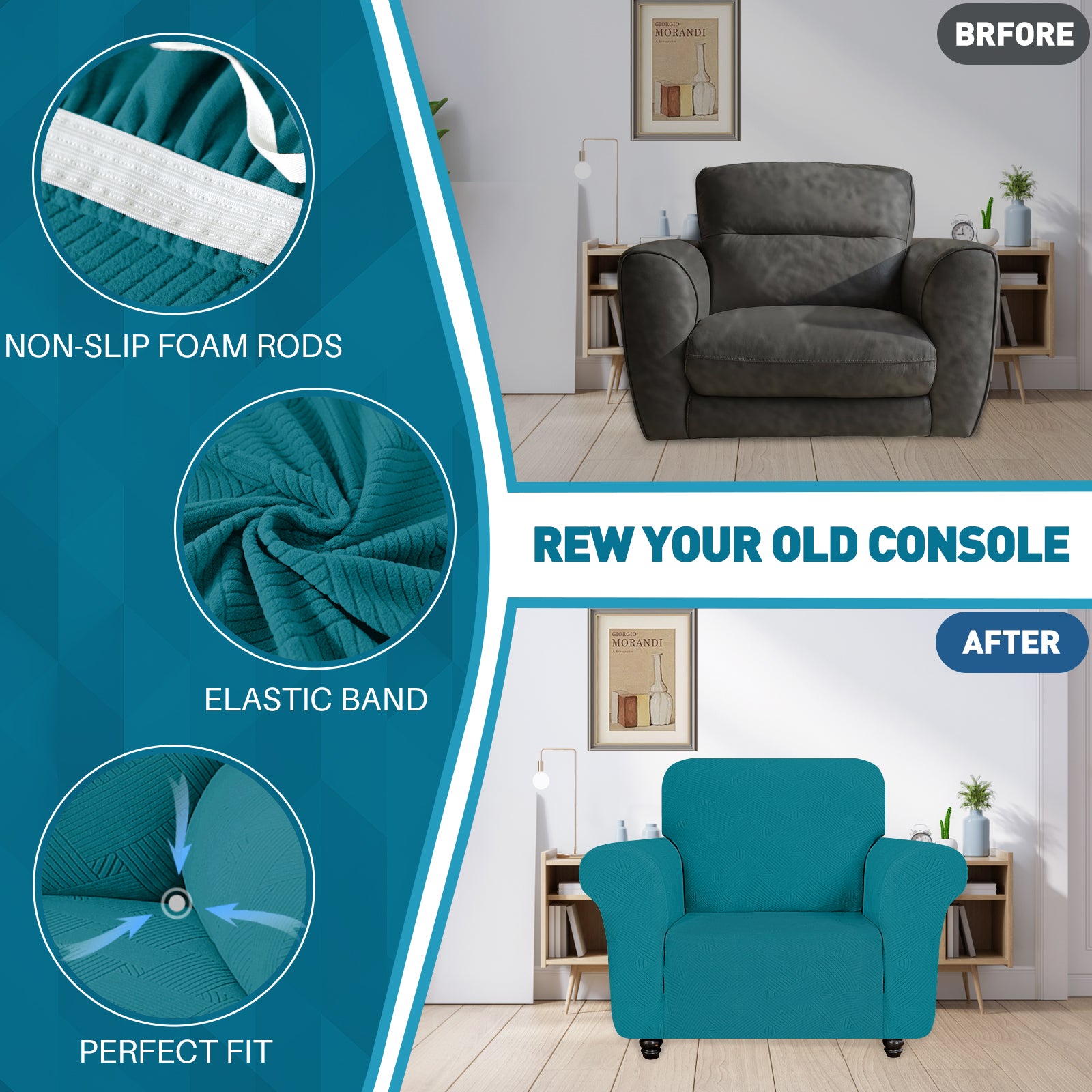 YSTYLE Hoch Stretch 1-Sitzer Sessel Bezug Anti-Rutsch Waschbar