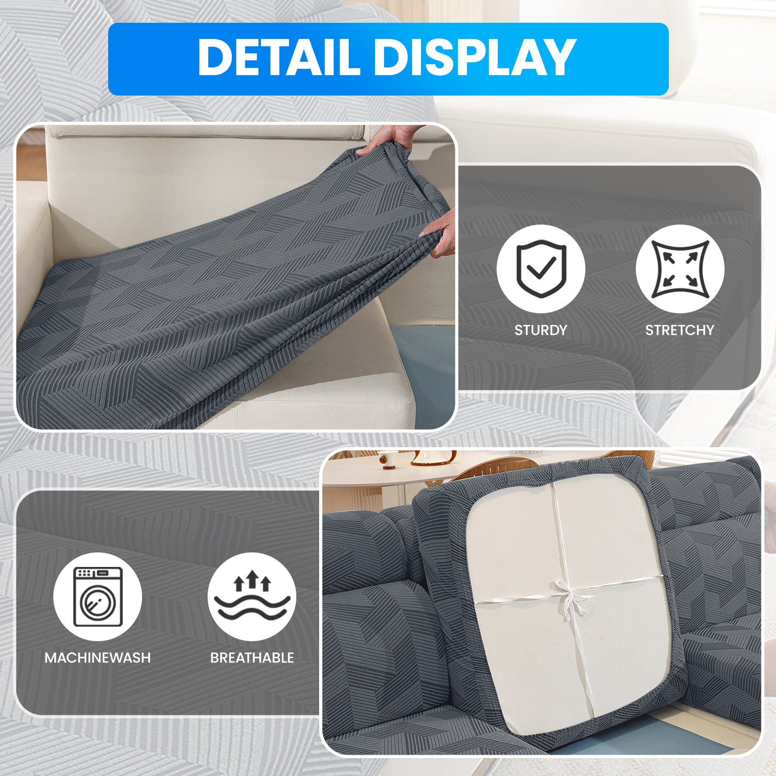 Ystyle Universal 3-Seater L-Shaped Sofa Stretch Sofa Cushion Cover-YSTYLE