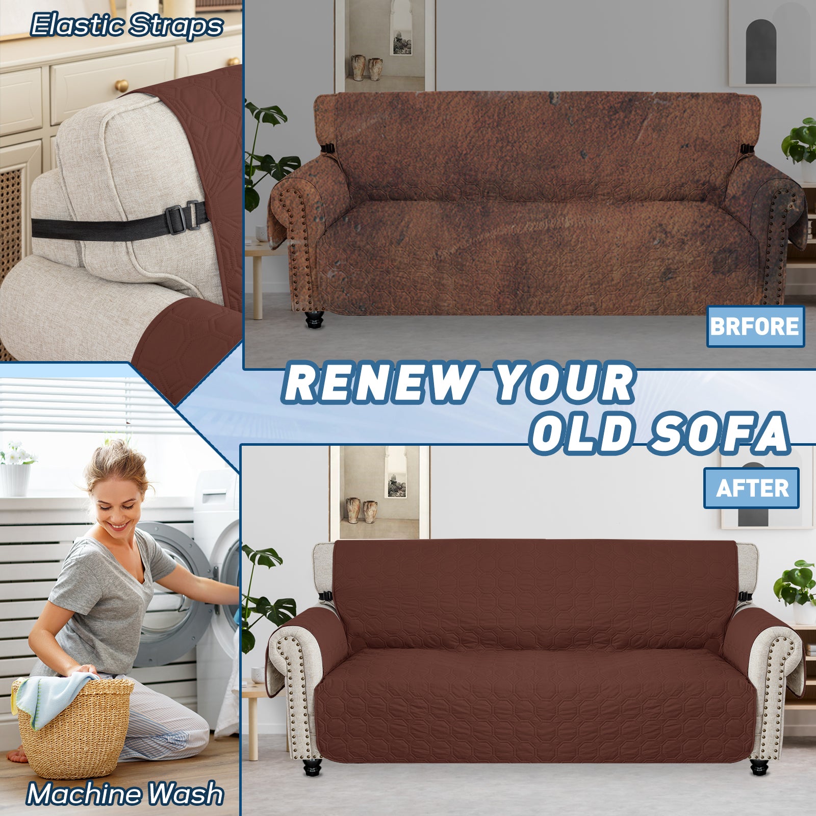 YSTYLE imperméable 2 Seater canapé couverture with accoudoirs antidérapant