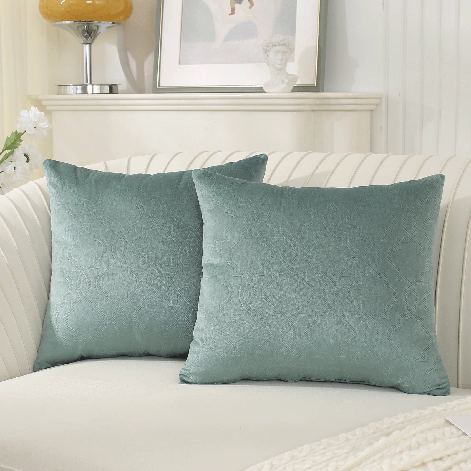 YSTYLE Velvet Sofa Cushion Covers, Decorative Throw Pillow Covers, 2 pcs, Hidden Zipper-Lantern Shape