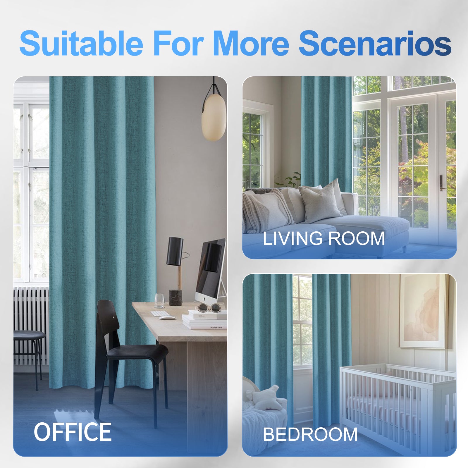 2 Pieces 100% Blackout Linen Curtains 140x175 cm Thermal