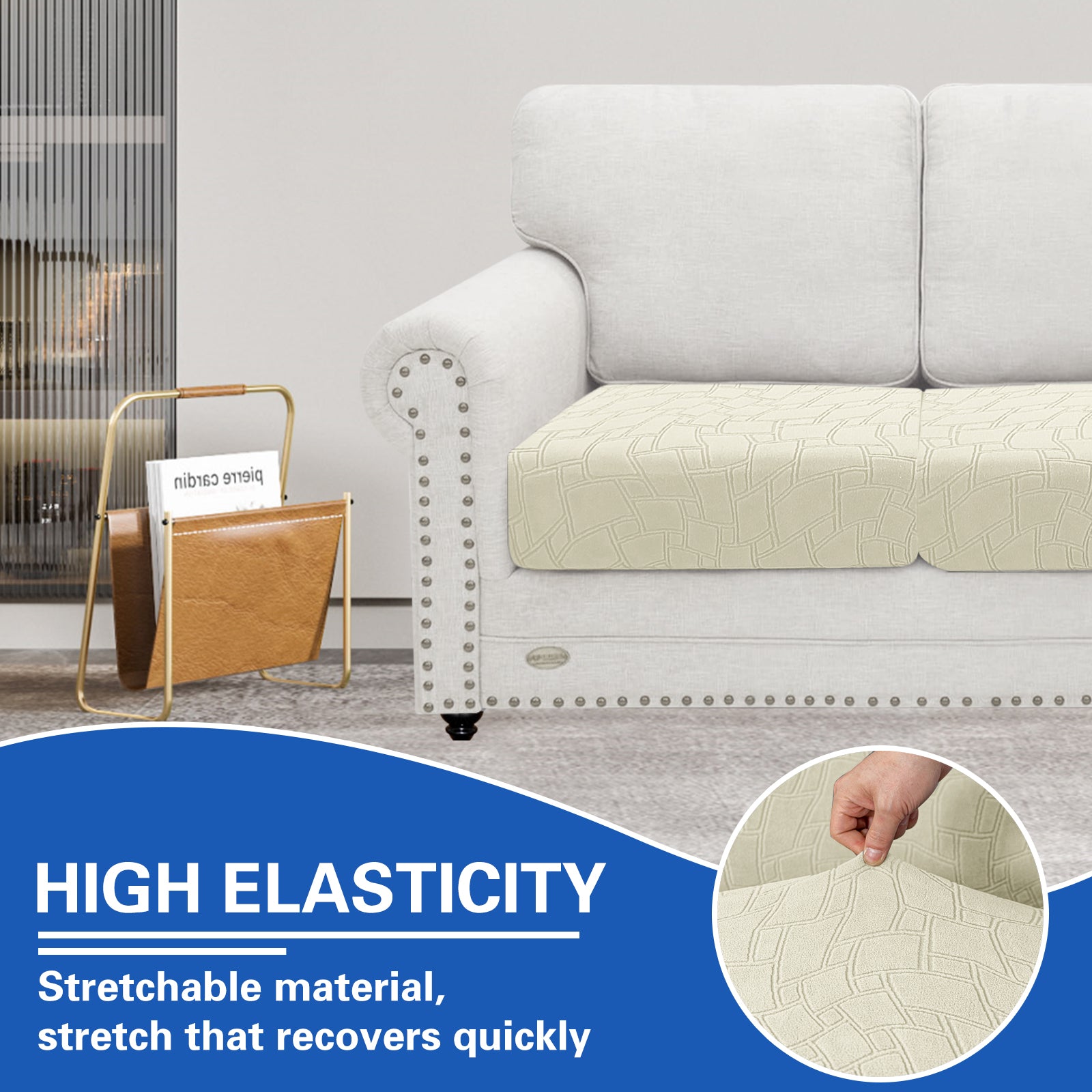 YSTYLE 2 pezzi Copertura per sedile divano elasticizzata 1 posto geometrico anti-scivolo