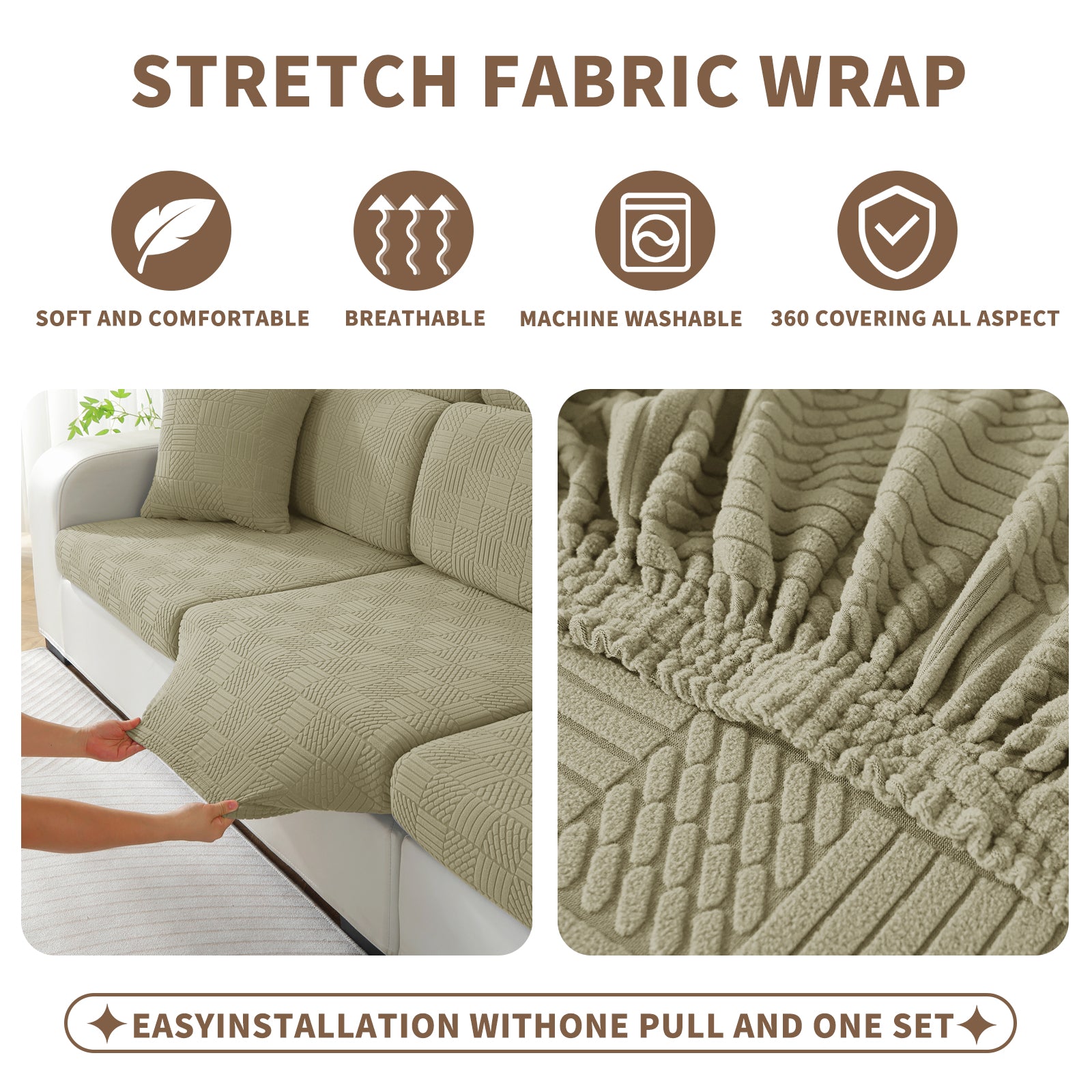 YSTYLE Copertura per sedile divano elasticizzata 3 posti motivo geometrico