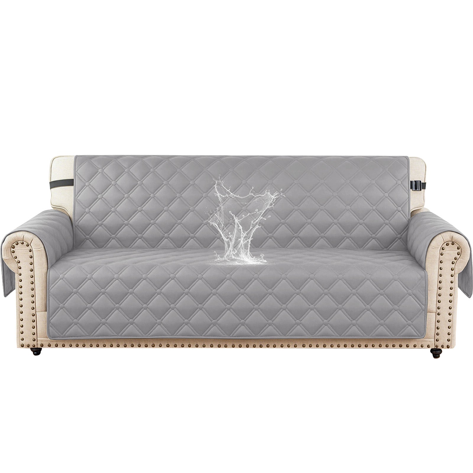 Ystyle Waterproof 3 Seater Sofa Cover with Armrests Side Pockets