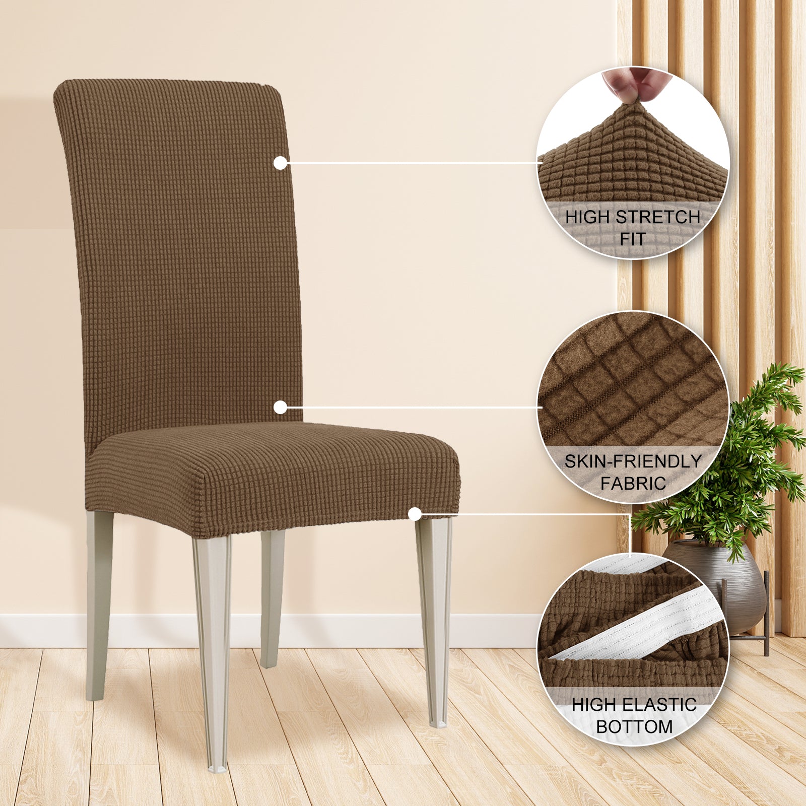 YSTYLE 6 Pieces Stretch Dining Chair Covers Jacquard Pattern