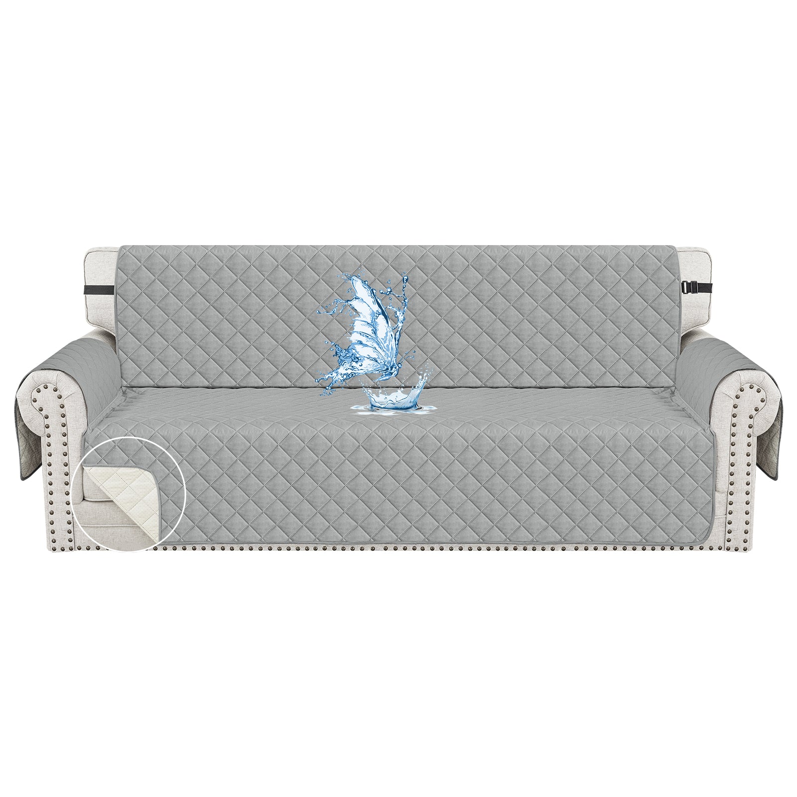 Ystyle Waterproof 4 Seater Sofa Cover with Armrests Anti-Slip