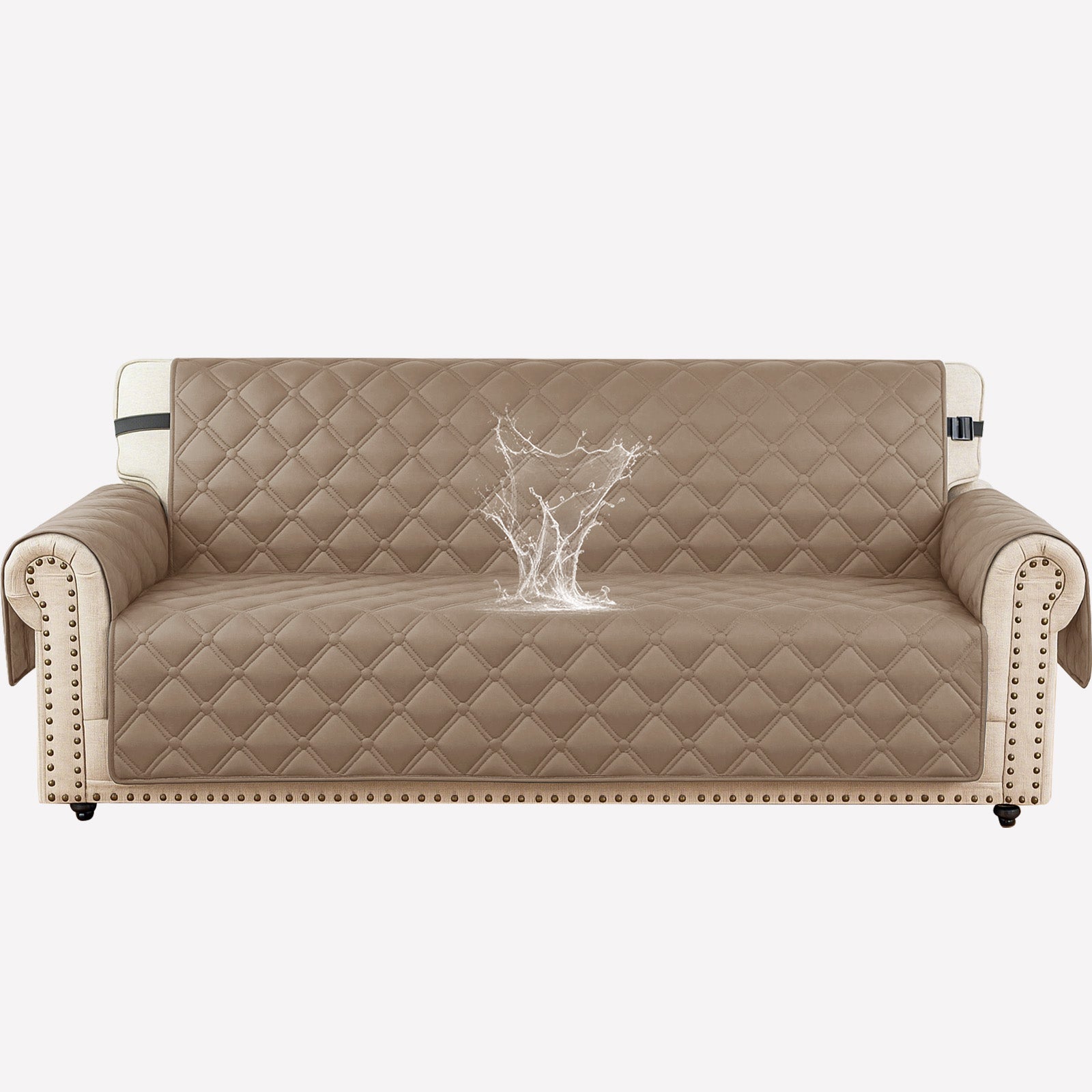 Ystyle Waterproof 3 Seater Sofa Cover with Armrests Side Pockets