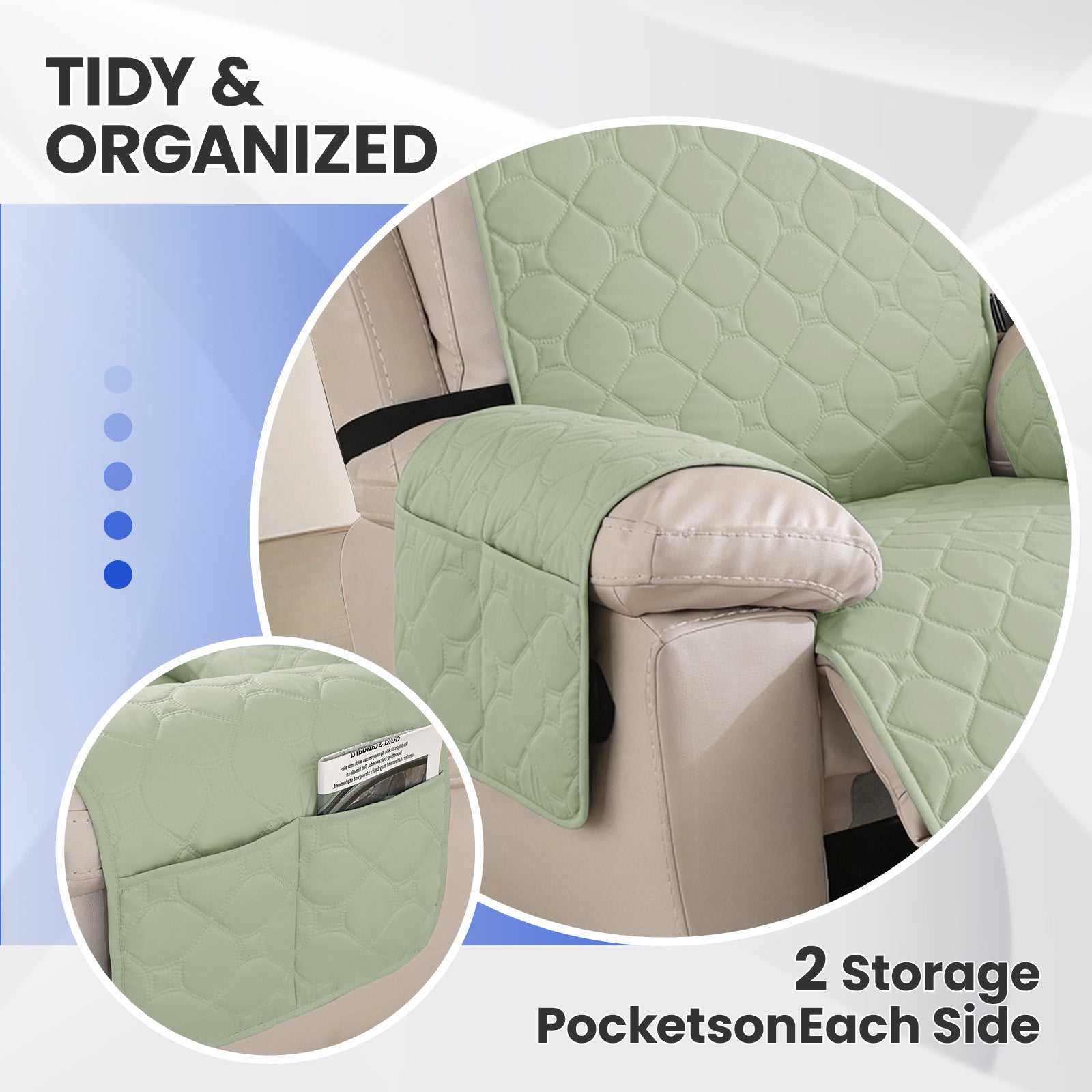 YSTYLE imperméable Recliner Armchair couverture with accoudoirs 1 Seater