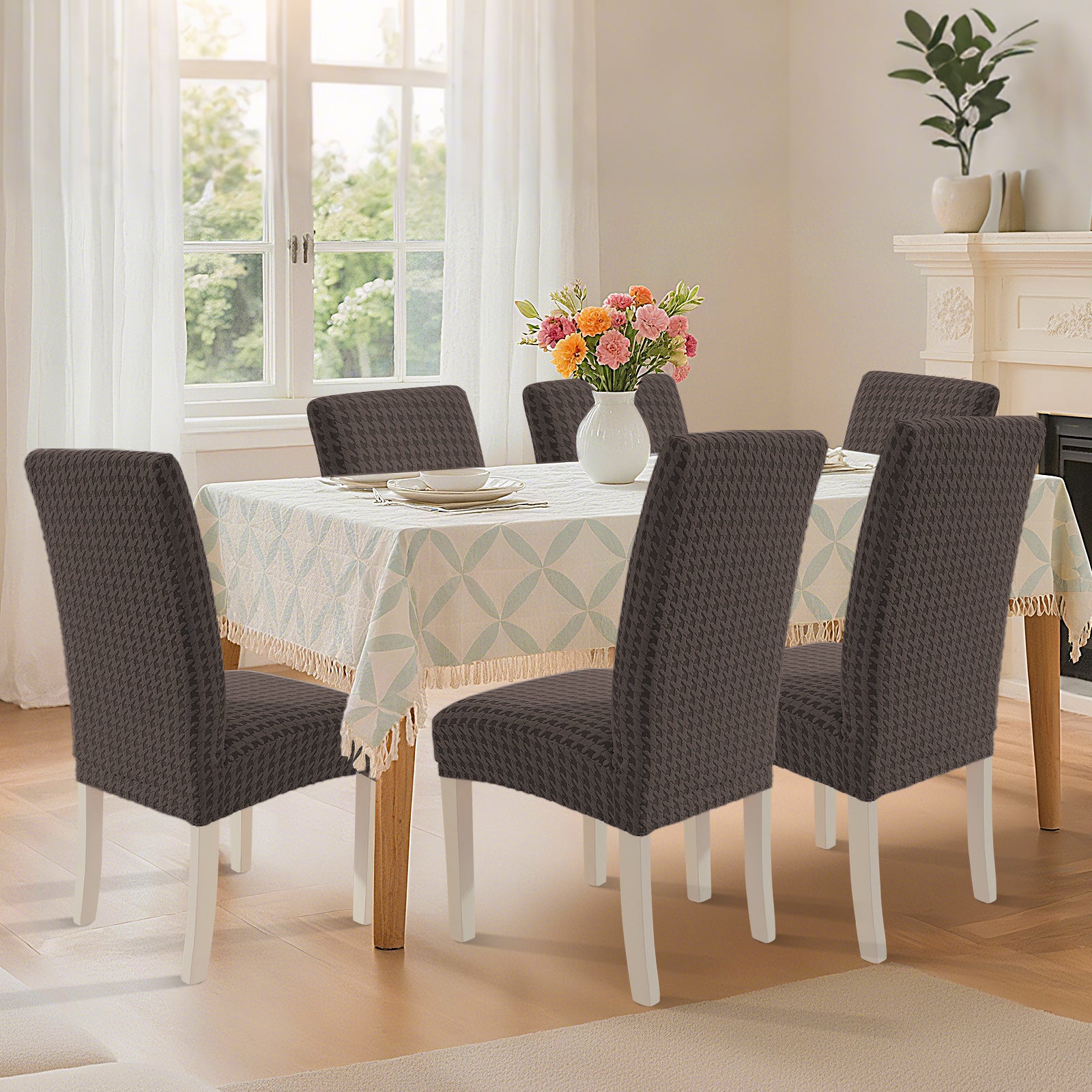 Ystyle 6 Pieces Stretch Chair Covers With Backrest Unique Pattern-YSTYLE