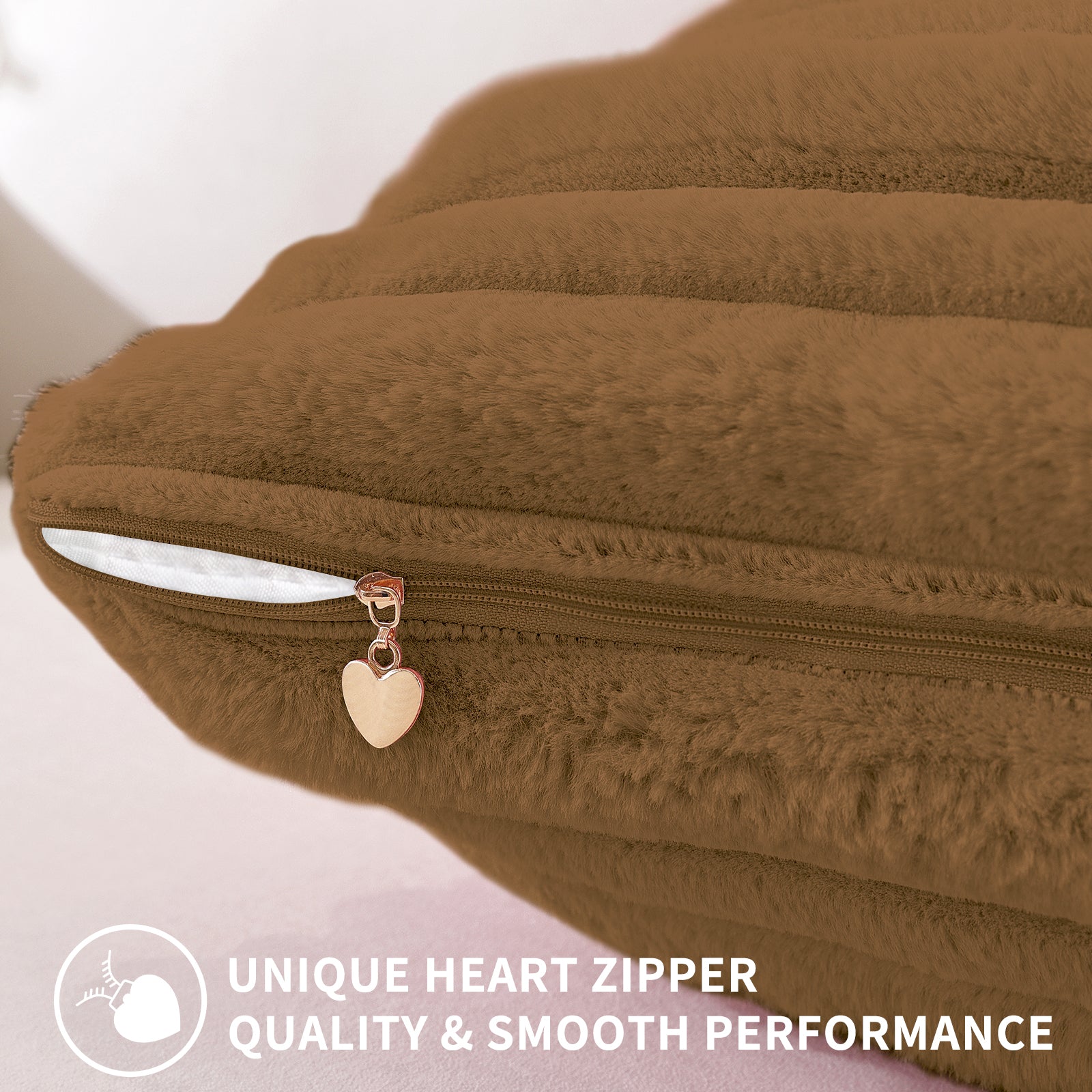 Ystyle Set of 2 Velvet Cushion Cover 50 x 50, Super Soft Striped Cushion Covers, Decoration Cushion Covers with Heart-Shaped Zipper, for Sofa Chair Bed Living Room