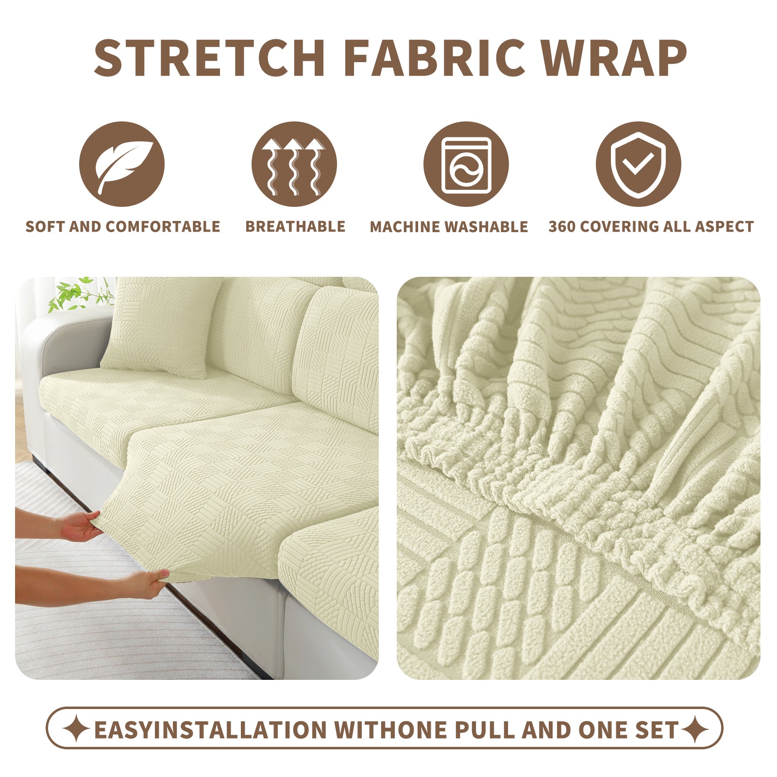 YSTYLE Copertura per sedile divano elasticizzata 1 posto motivo geometrico