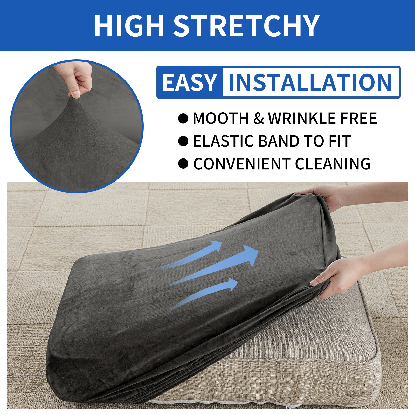 YSTYLE Velvet Stretch Sofa Seat Cover 3 Seater Anti Slip-YSTYLE