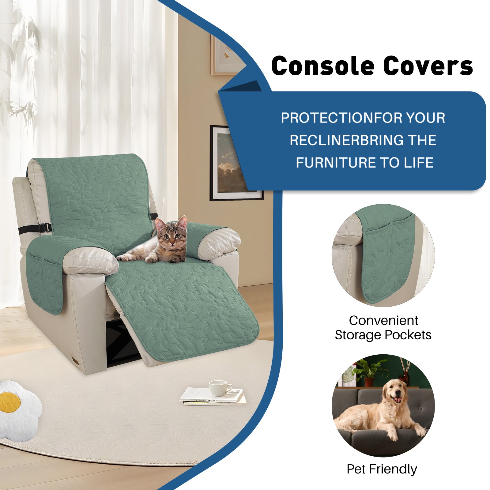 YSTYLE imperméable Large Reclining Armchair couverture Non Slip protection
