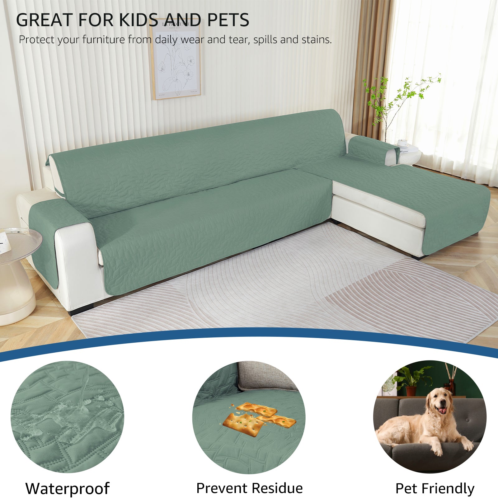 Copertura Impermeabile Reversibile per Divano Angolare a 4 Posti Penisola | YSTYLE