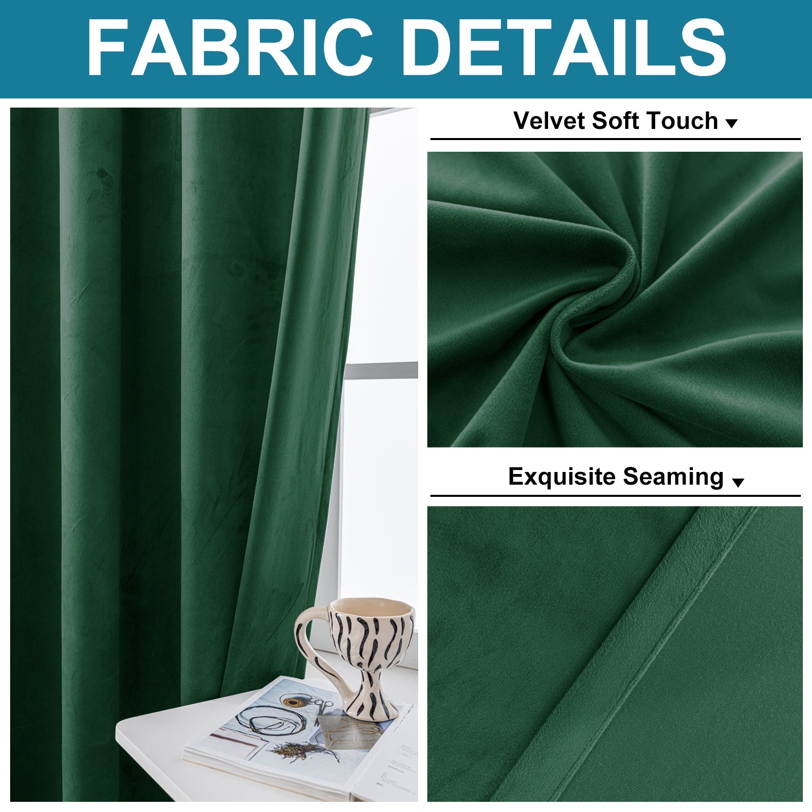 YSTYLE 2 Pieces Velvet Blackout Curtains Thermal Insulated-YSTYLE