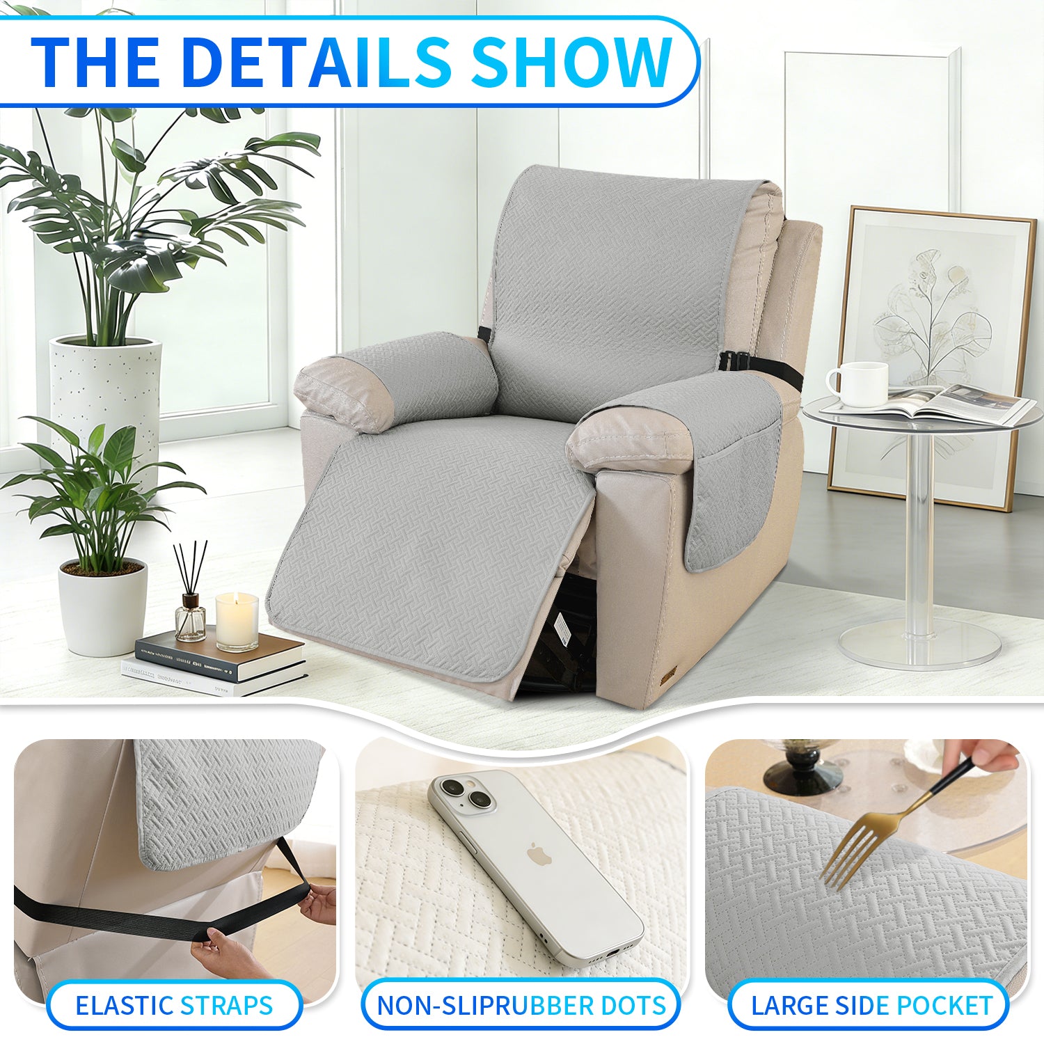 imperméable Armchair couverture with antidérapant Back and Side Pockets